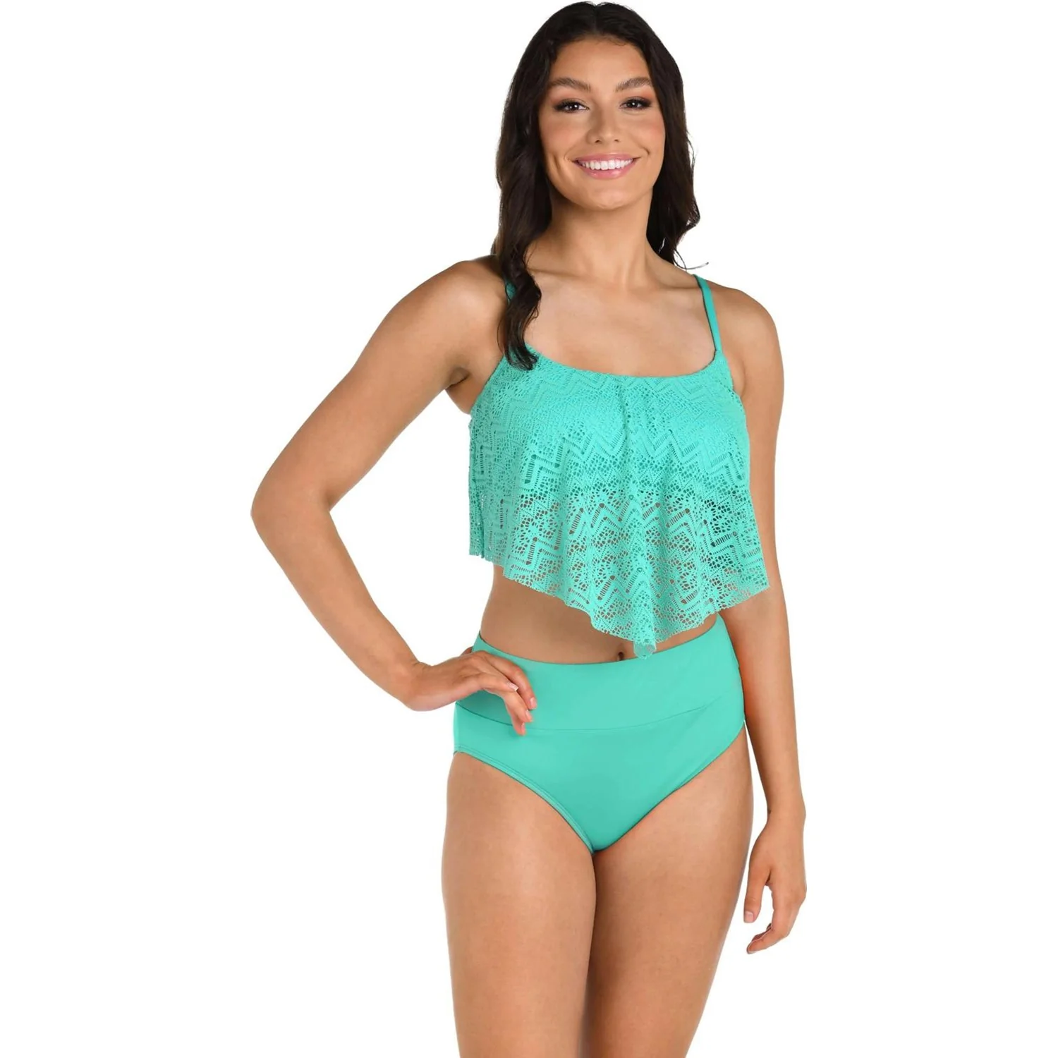 24Th & Ocean - Womens Cecily Handkerchief Flounce Midkini Top - Image 2