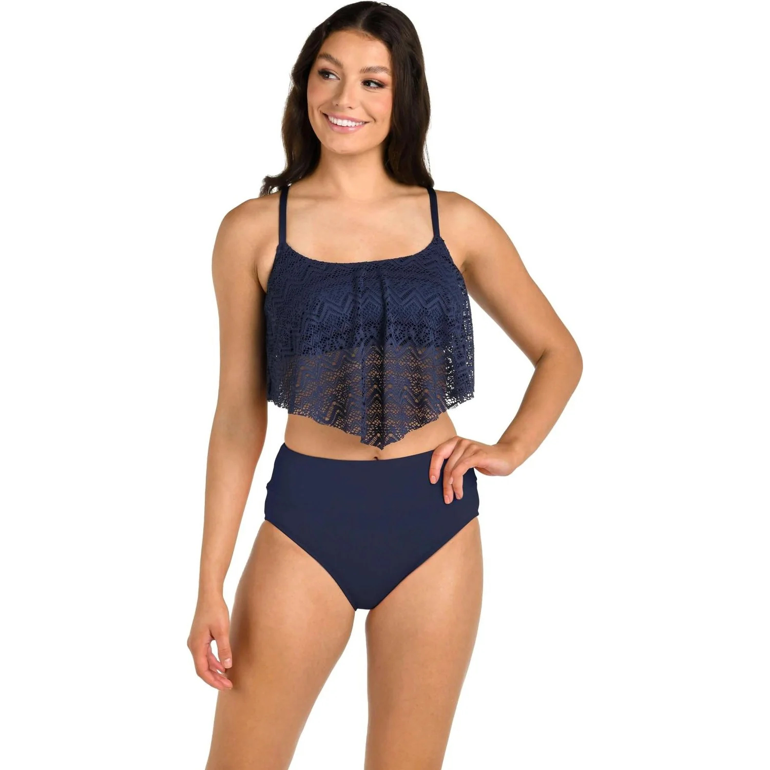 24Th & Ocean - Womens Cecily Handkerchief Flounce Midkini Top - Image 3