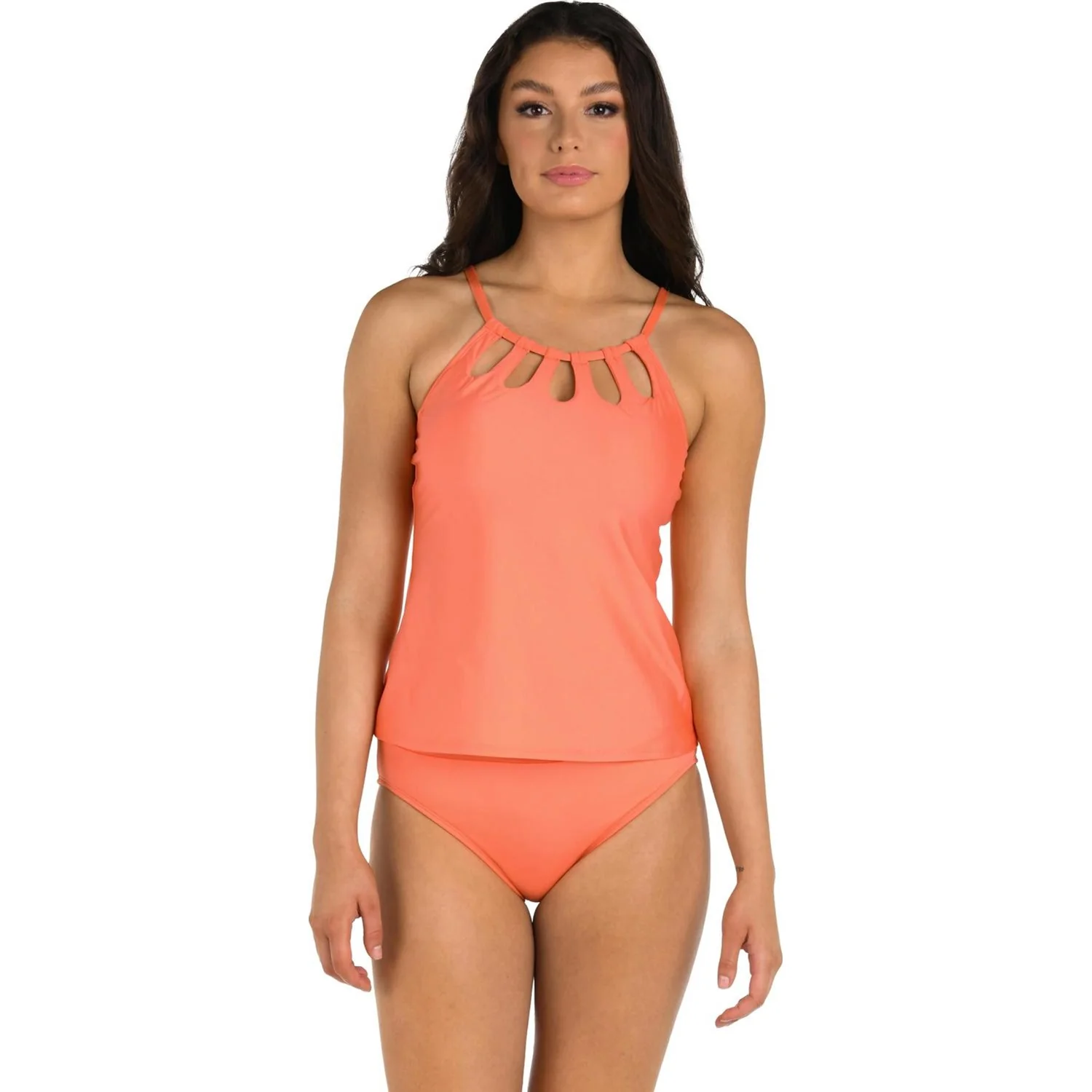 24Th & Ocean - Womens Solid Cutout High Neck Tankini - Image 5