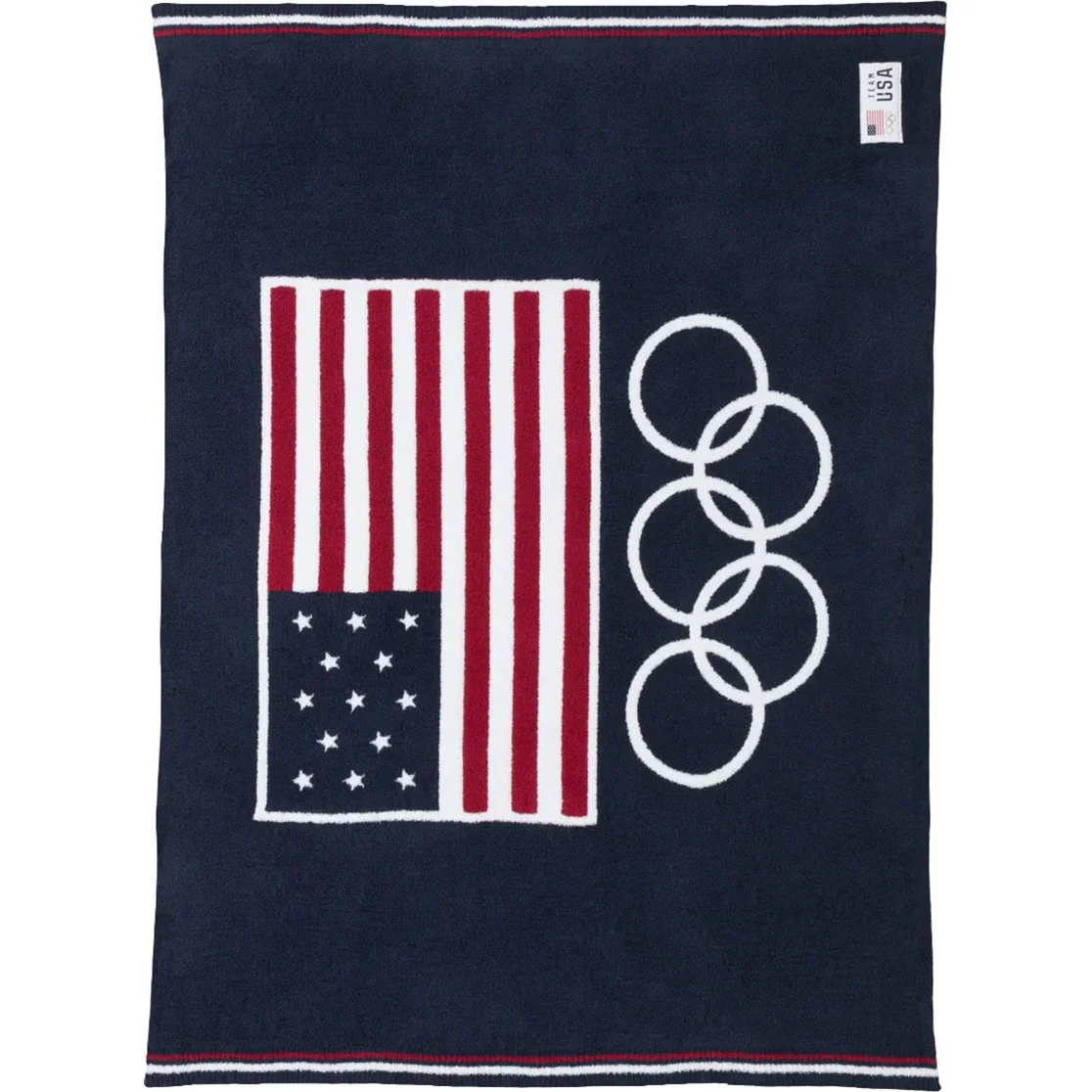 Barefoot Dreams - Unisex Cozychic Team Usa Flag Olympic Ring Throw 54"X72"