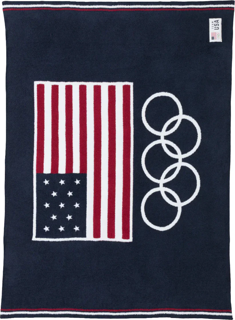 Barefoot Dreams - Unisex Cozychic Team Usa Flag Olympic Ring Throw 54"X72" - Image 2