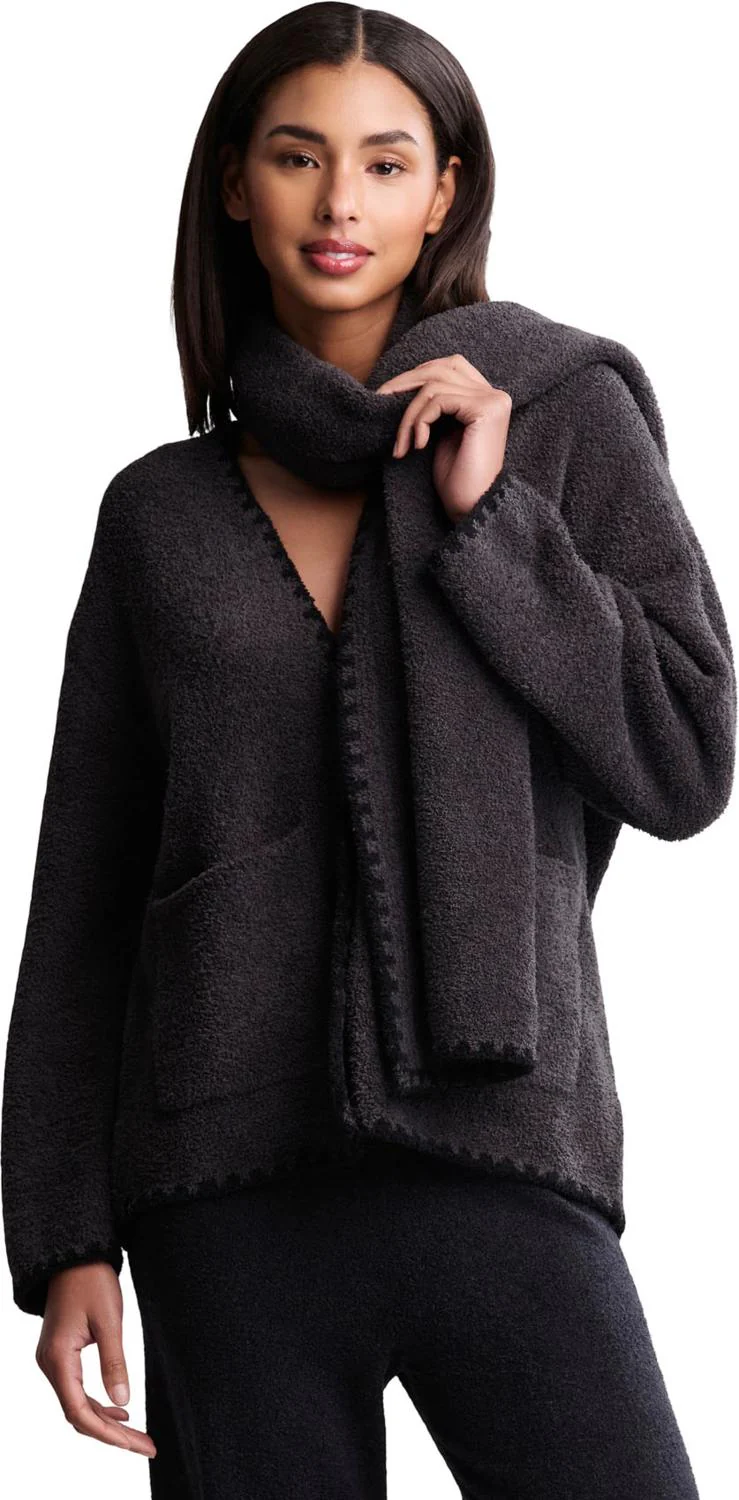 Barefoot Dreams - Womens CozyChic Blanket Stitch Cardigan With Detachable Scarf - Image 4