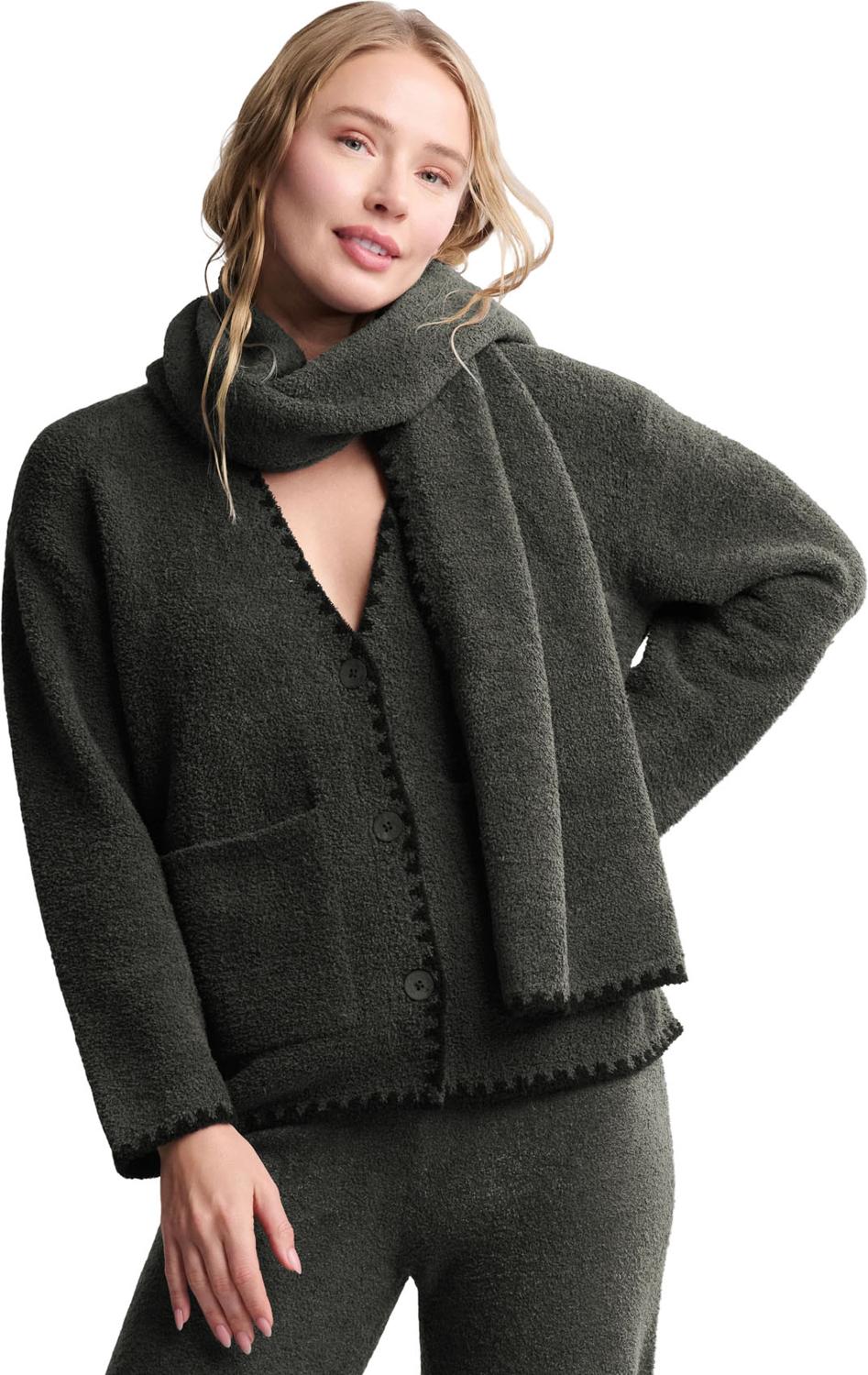 Barefoot Dreams - Womens CozyChic Blanket Stitch Cardigan With Detachable Scarf - Image 5