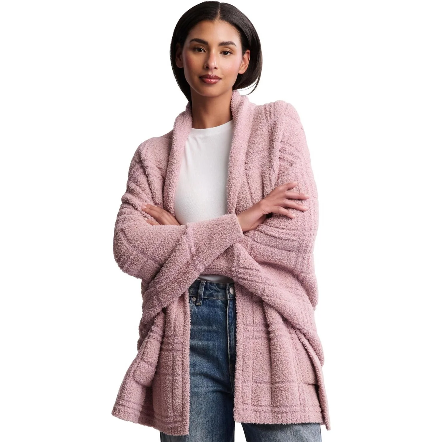 Barefoot Dreams - Womens CozyChic Cotton Tonal Plaid Blanket Wrap - Image 3