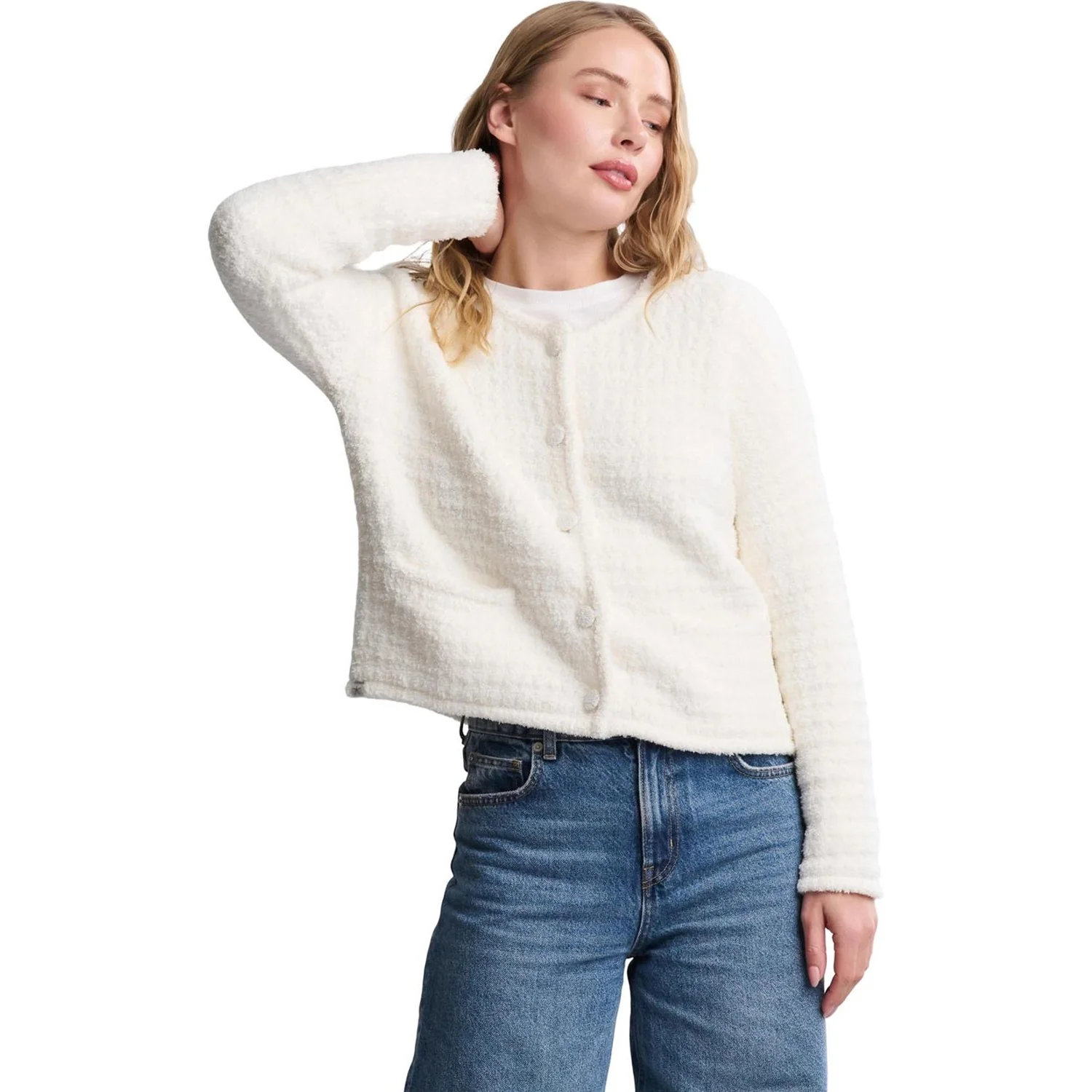 Barefoot Dreams - Womens CozyChic Textured Button Front Cardigan - Image 2