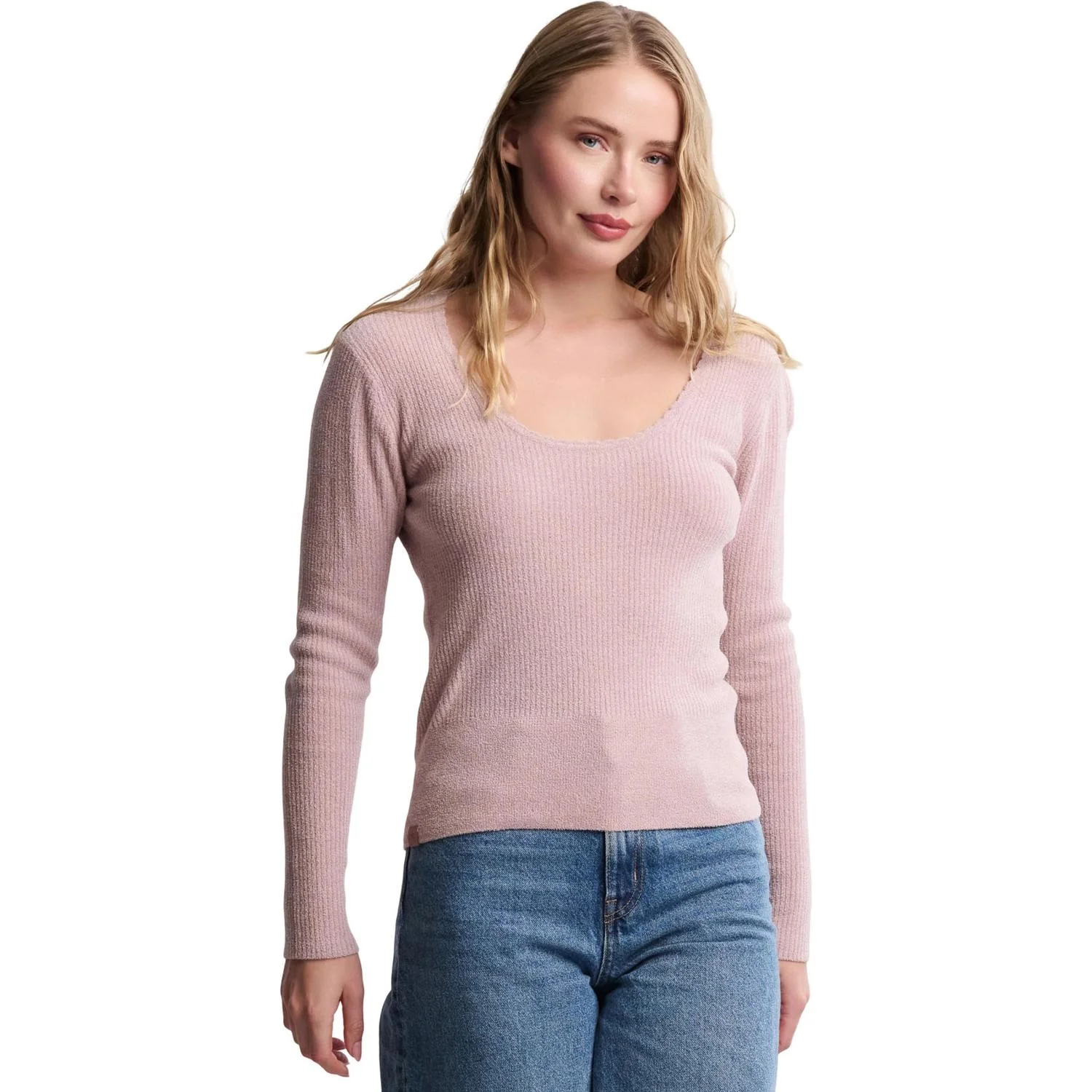Barefoot Dreams - Womens CozyChic Ultra Lite Ribbed Scallop Scoop Neck Sweater - Image 3