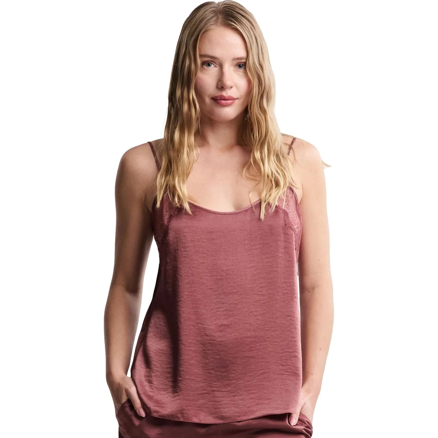 Barefoot Dreams - Womens Liquid Satin Lace Camisole