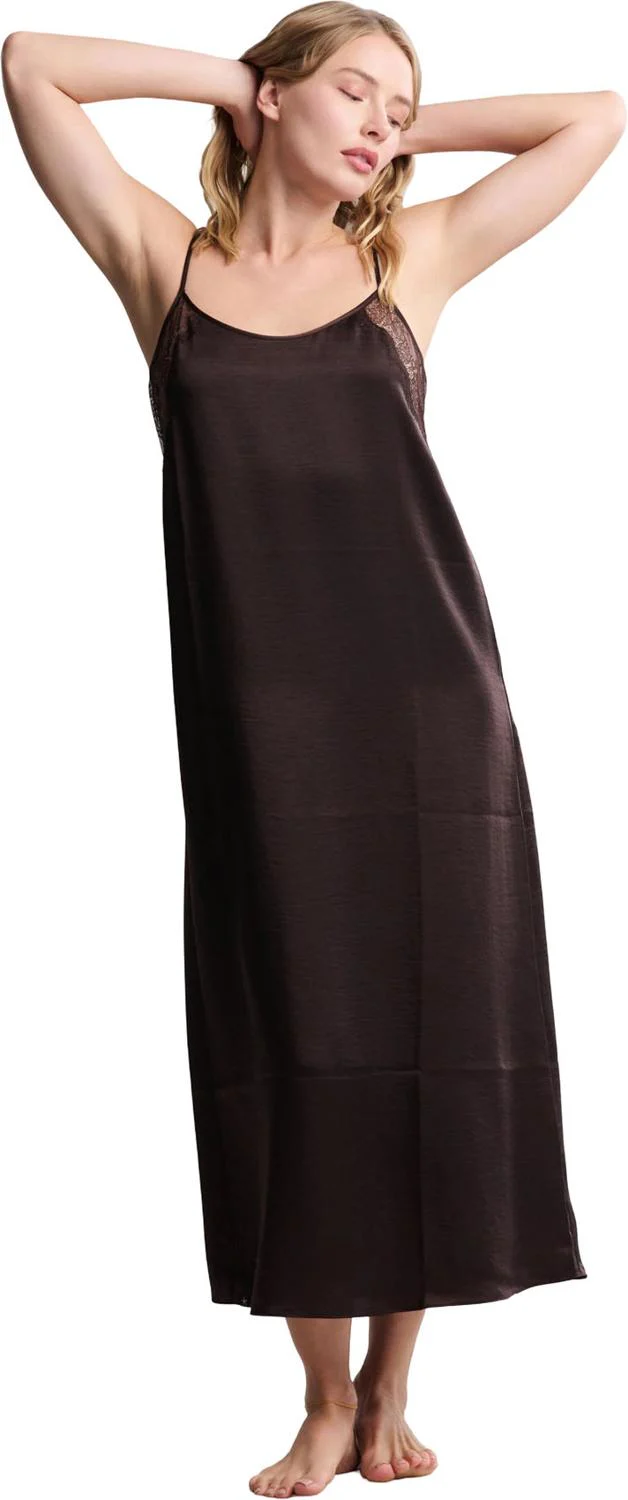 Barefoot Dreams - Womens Liquid Satin Lace Slip Dress - Image 6