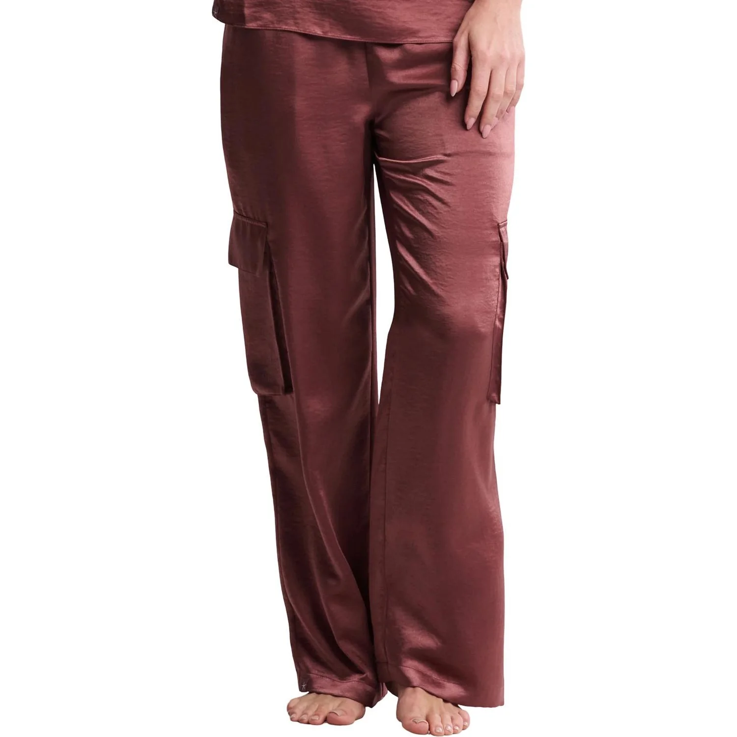Barefoot Dreams - Womens Liquid Satin Wide Leg Cargo Pant