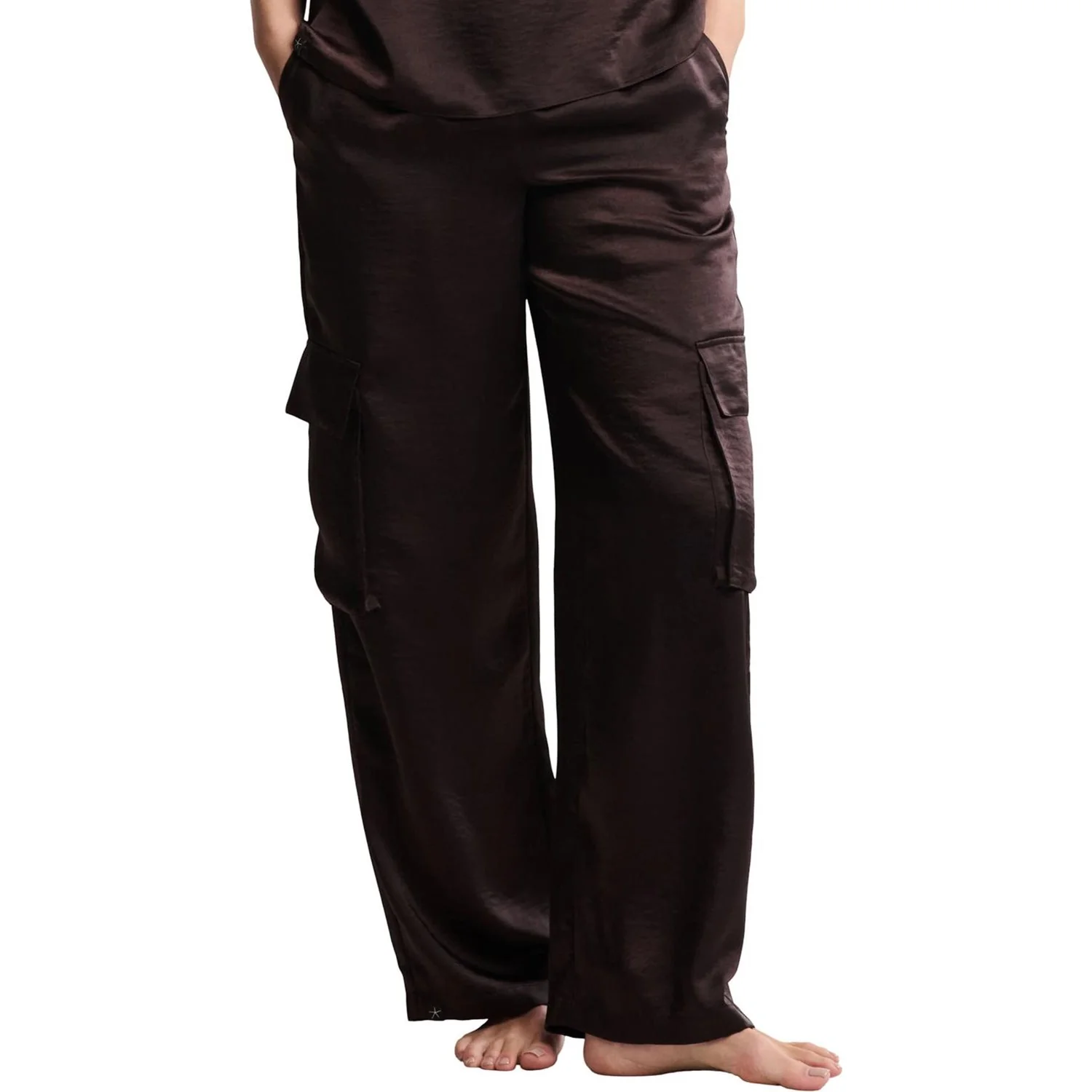 Barefoot Dreams - Womens Liquid Satin Wide Leg Cargo Pant - Image 2