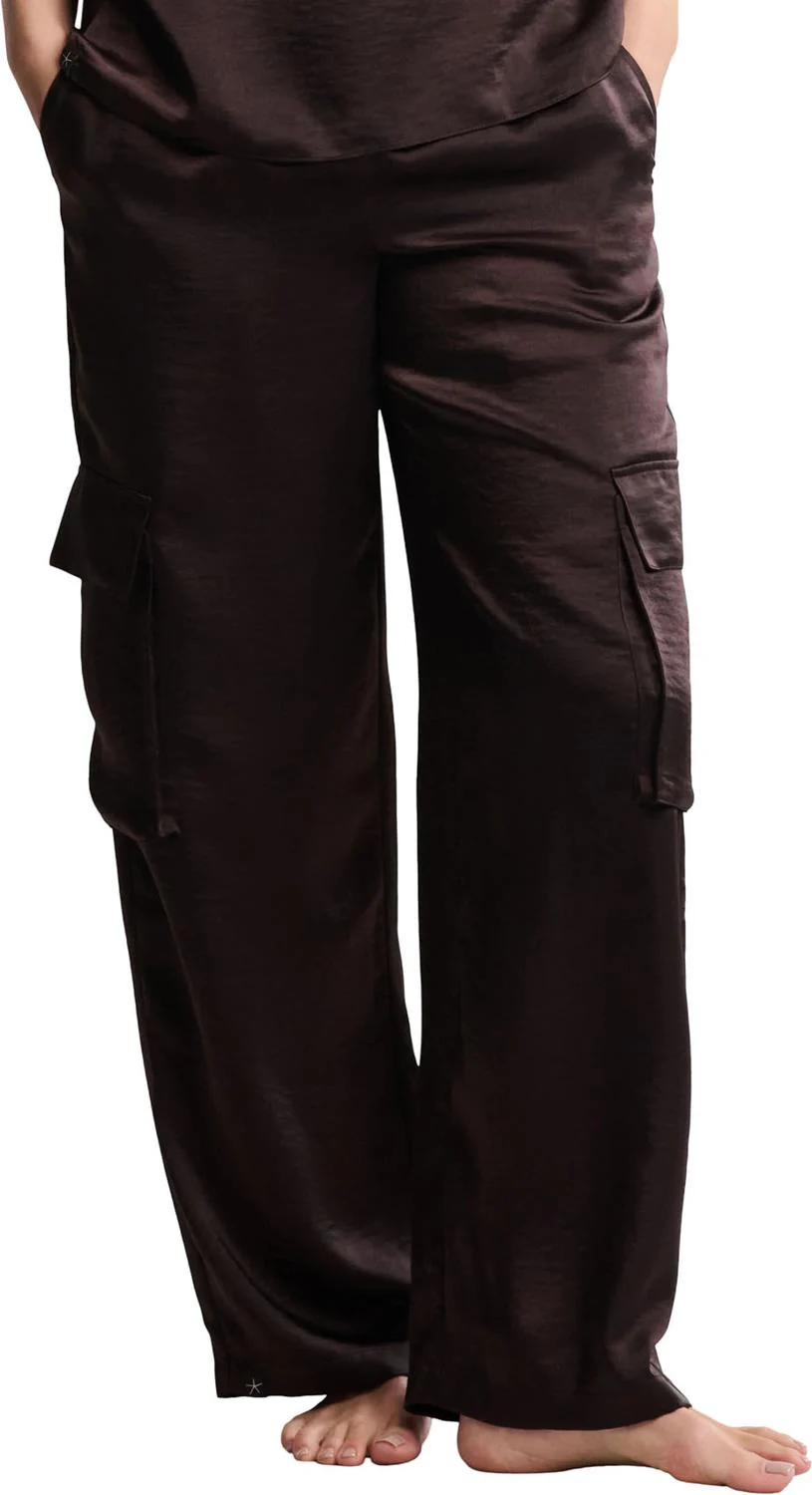 Barefoot Dreams - Womens Liquid Satin Wide Leg Cargo Pant - Image 4