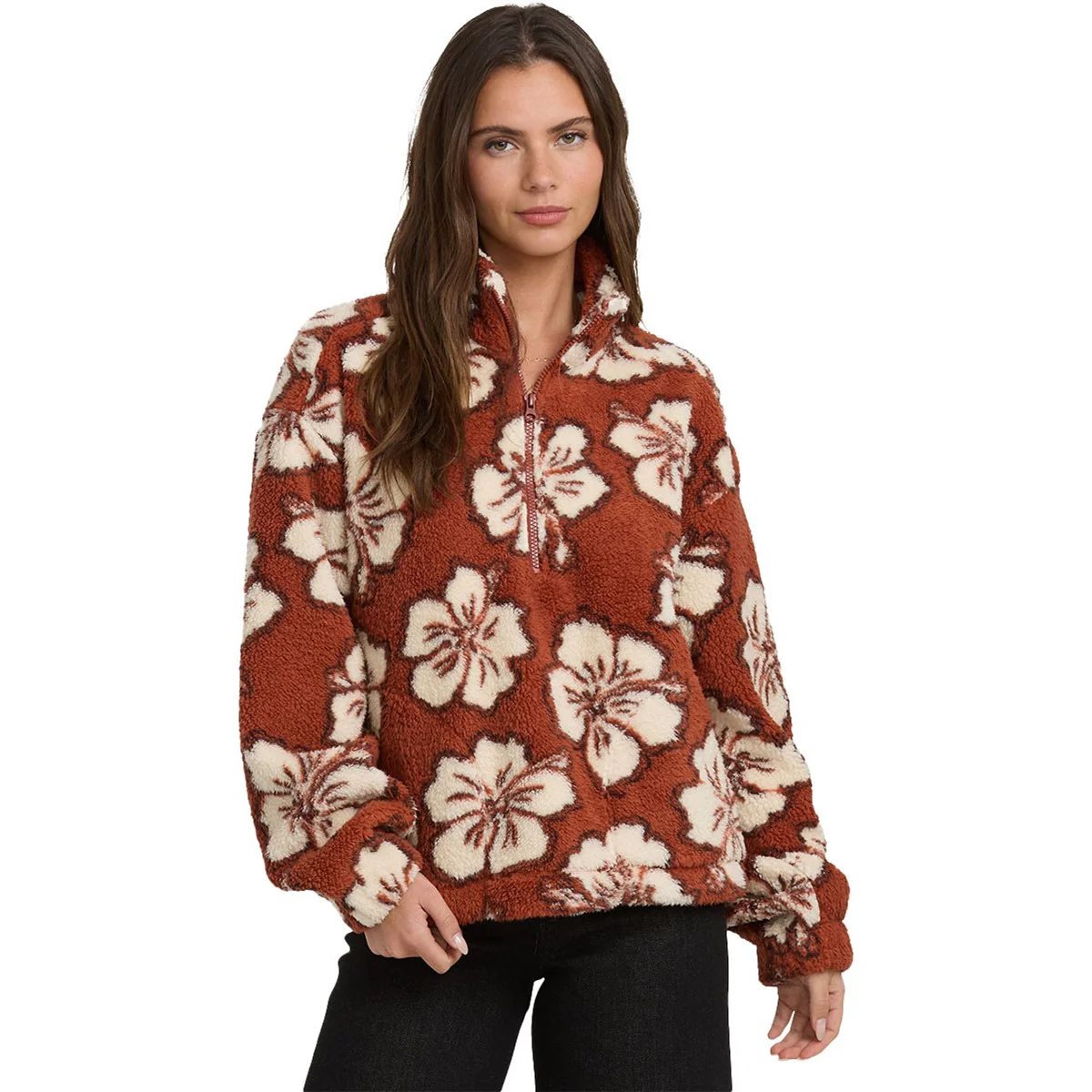 Billabong - Womens All The Time Sherpa 1/2 Zip Sweatshirt - Image 5