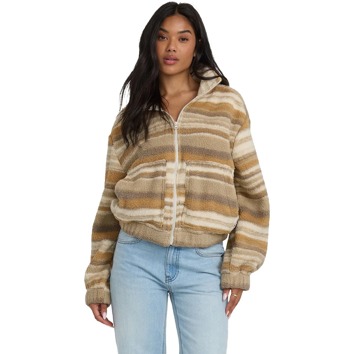 Billabong - Womens First Light Sherpa Long Sleeve Zip Front Hoodie