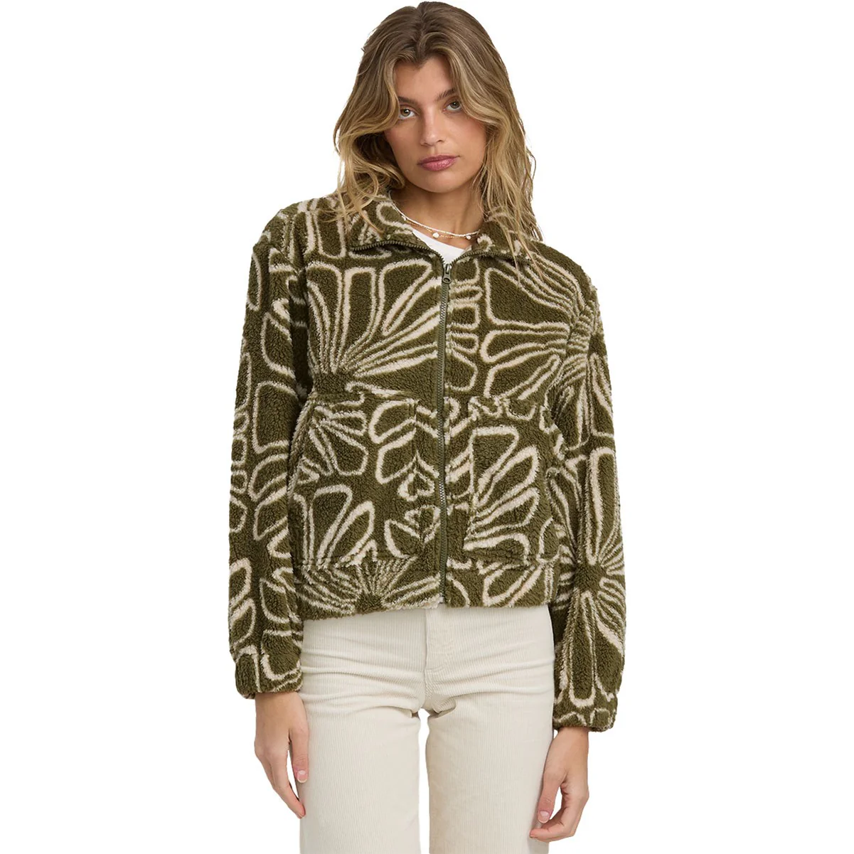Billabong - Womens First Light Sherpa Long Sleeve Zip Front Hoodie - Image 3