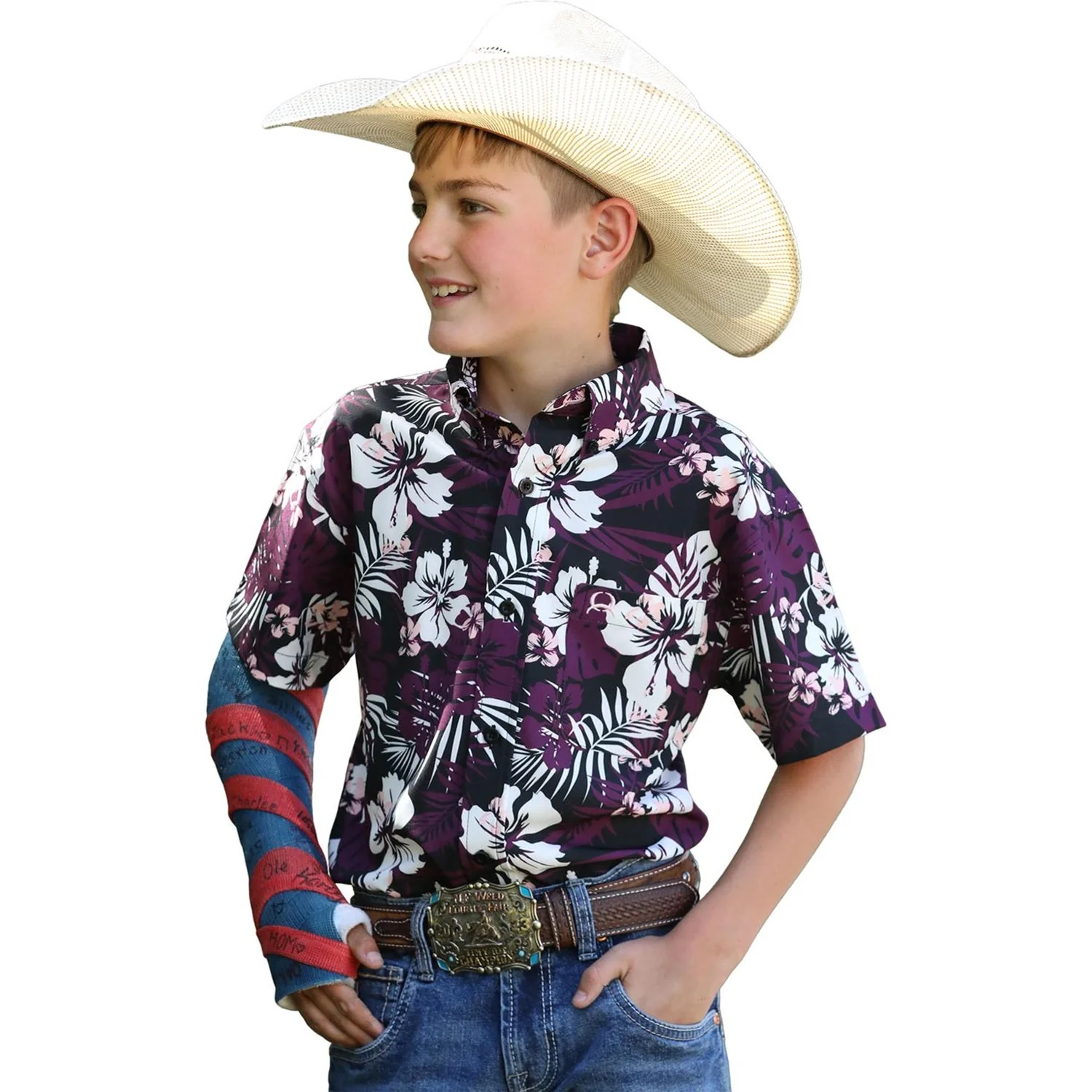 Cinch - Boys Short Sleeve Print Arenaflex Shirt - Image 2