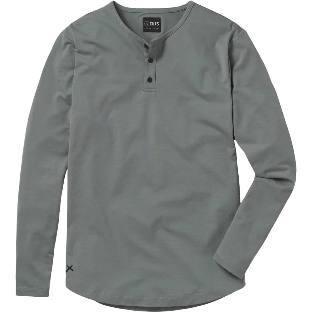 Cuts - Mens AO Long-Sleeve Henley Curve-Hem Tee - Image 12