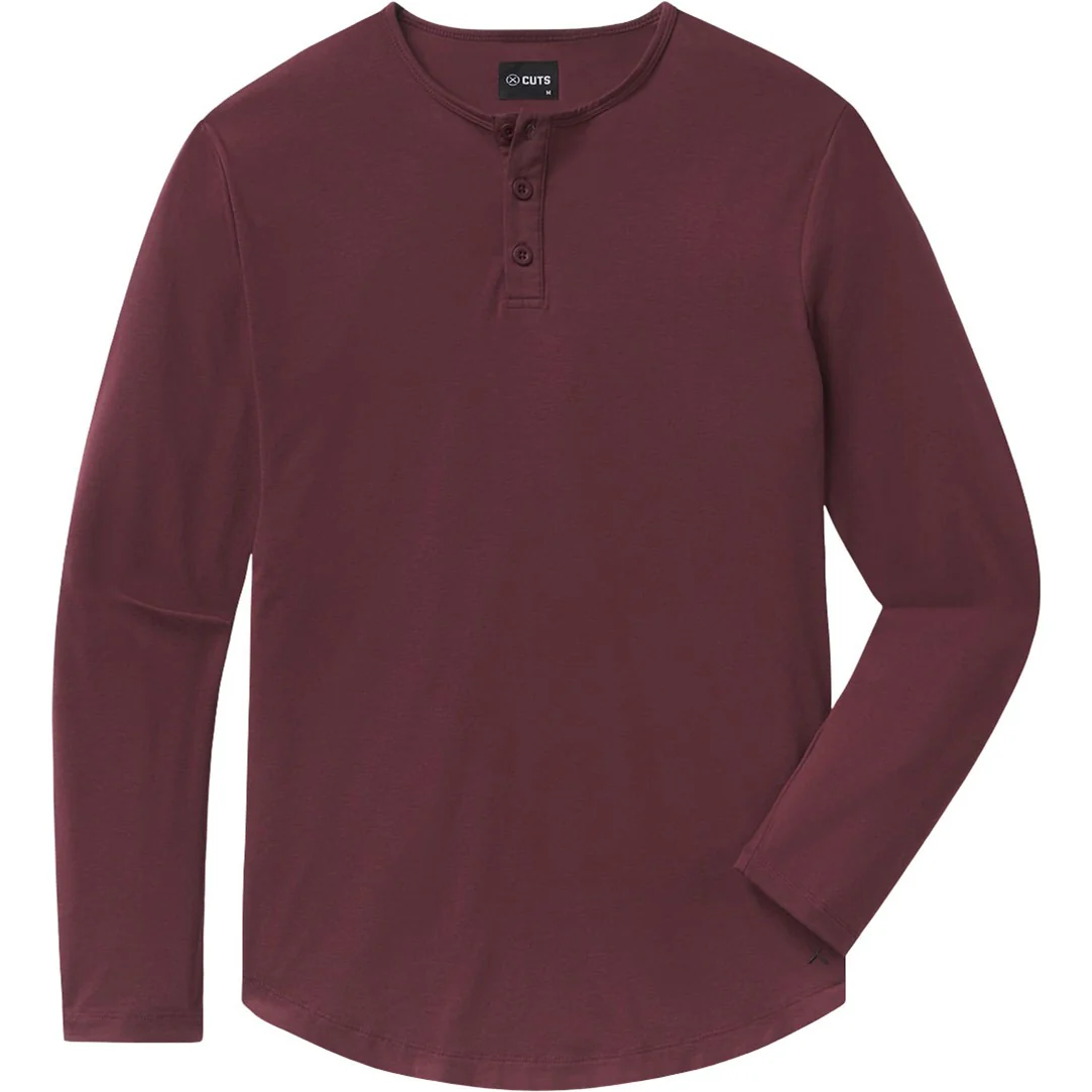 Cuts - Mens AO Long-Sleeve Henley Curve-Hem Tee - Image 19