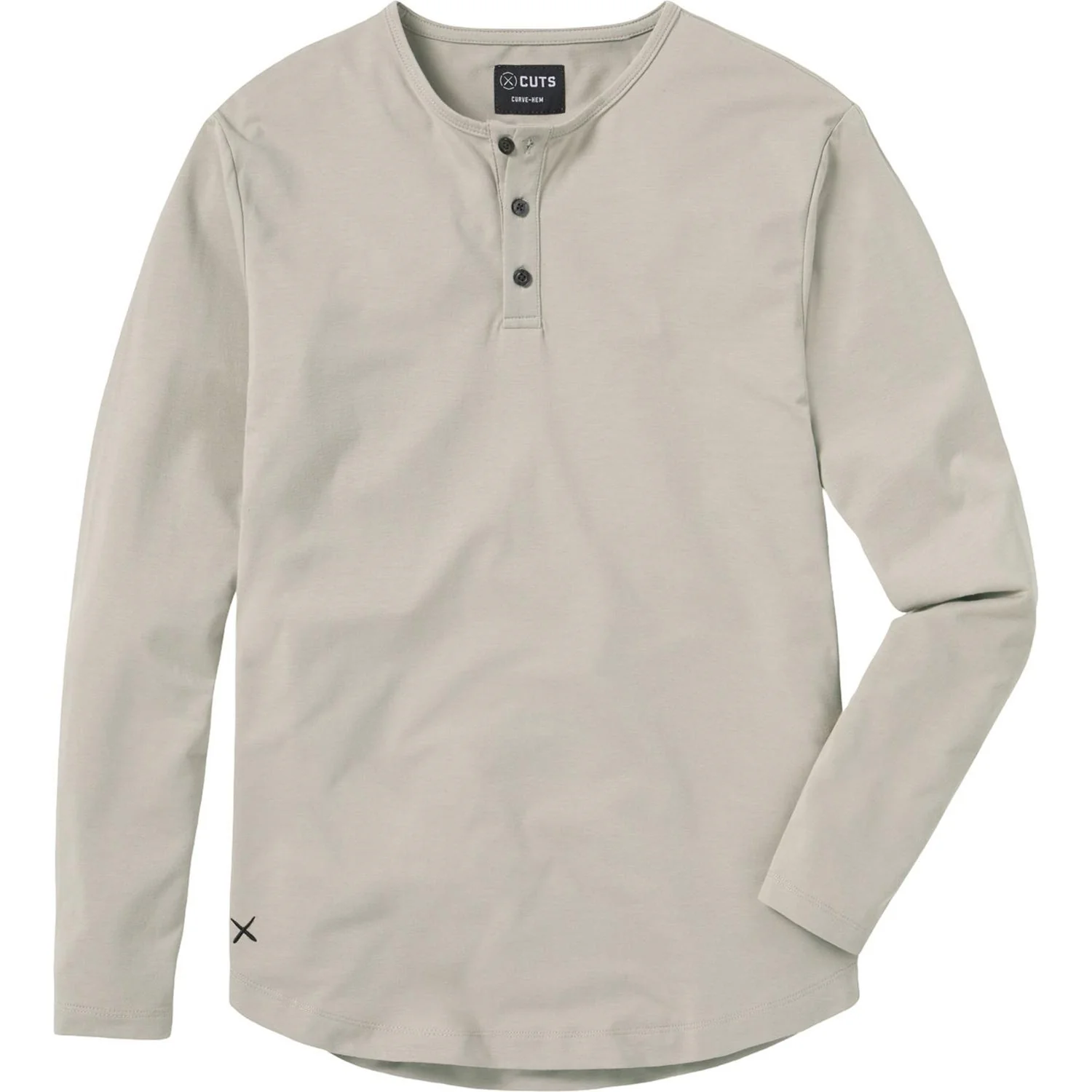 Cuts - Mens AO Long-Sleeve Henley Curve-Hem Tee - Image 2