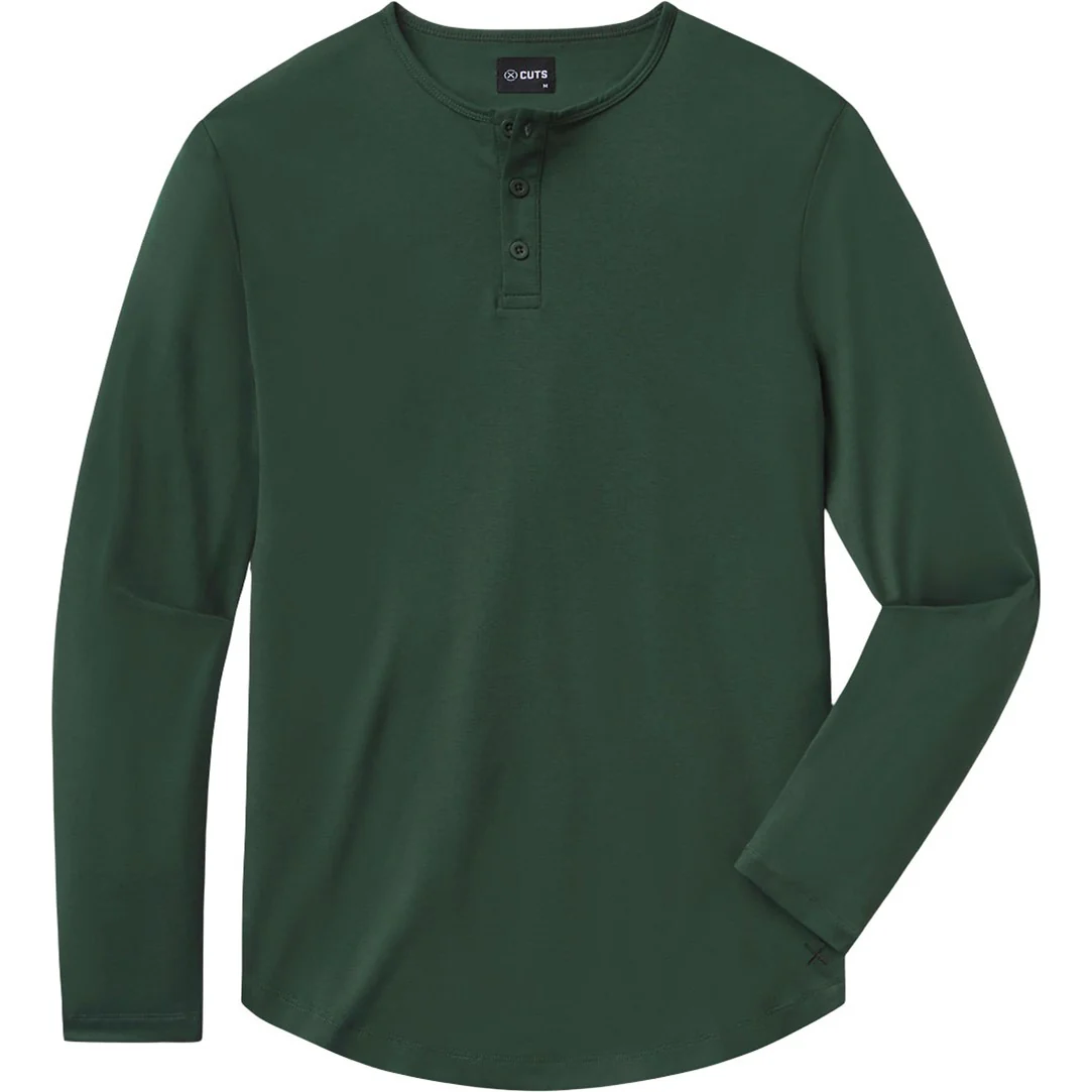 Cuts - Mens AO Long-Sleeve Henley Curve-Hem Tee - Image 5