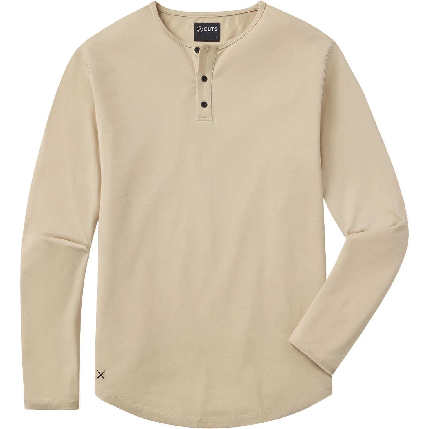 Cuts - Mens AO Long-Sleeve Henley Curve-Hem Tee - Image 7