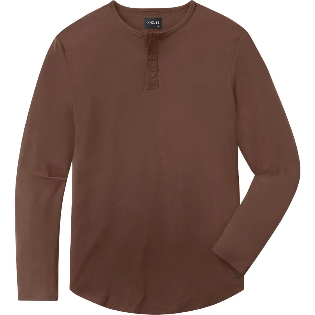 Cuts - Mens AO Long-Sleeve Henley Curve-Hem Tee - Image 8