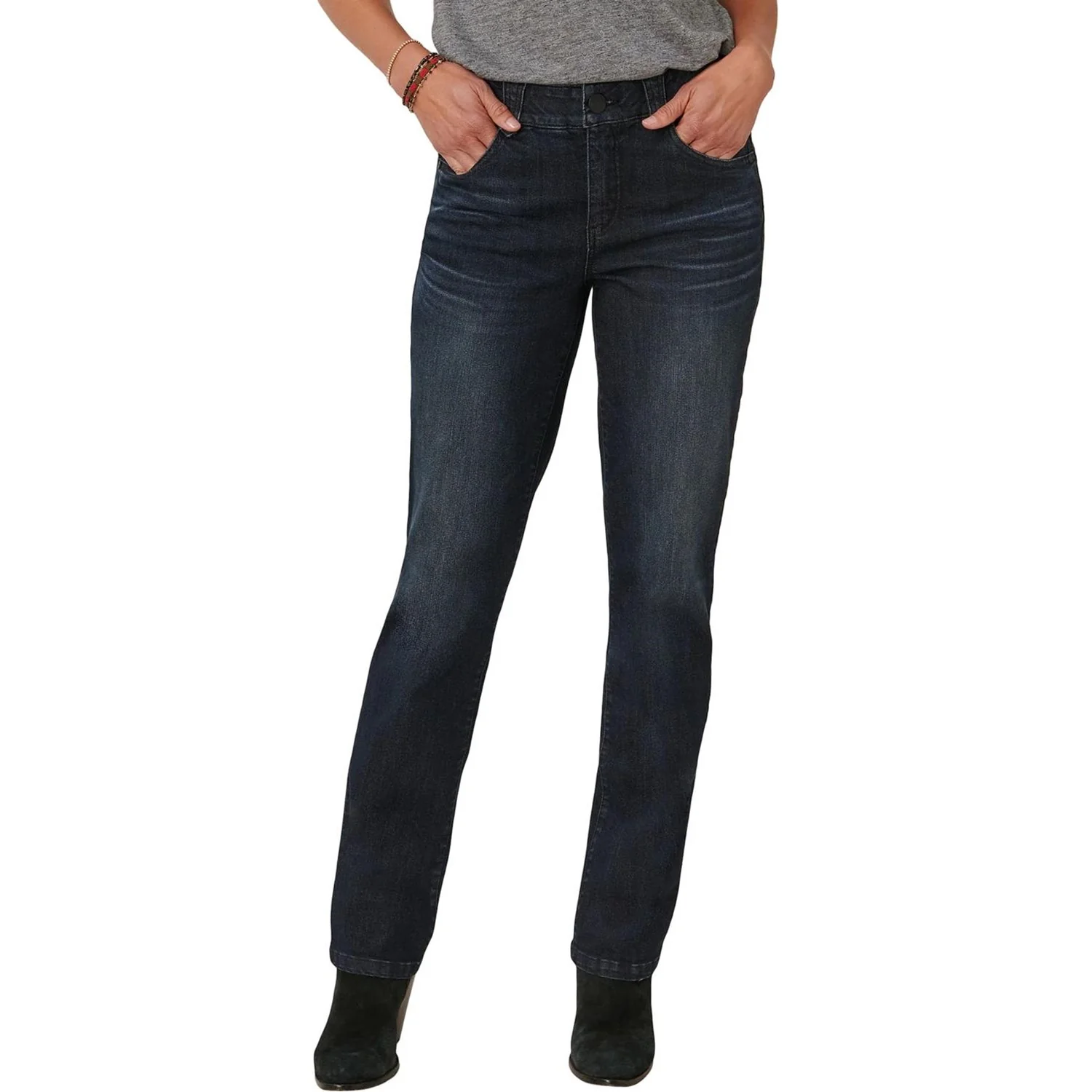 Democracy - Womens Absolution Dark Indigo Petite Straight Leg Jeans