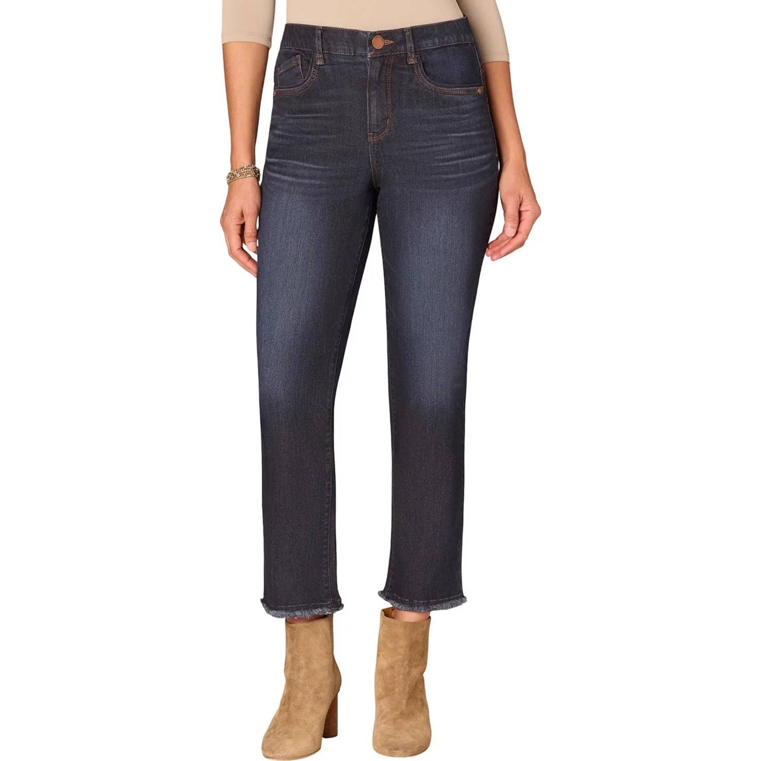 Democracy - Womens Absolution High Rise Cascading Fray Plus Size Slim Straight Jeans