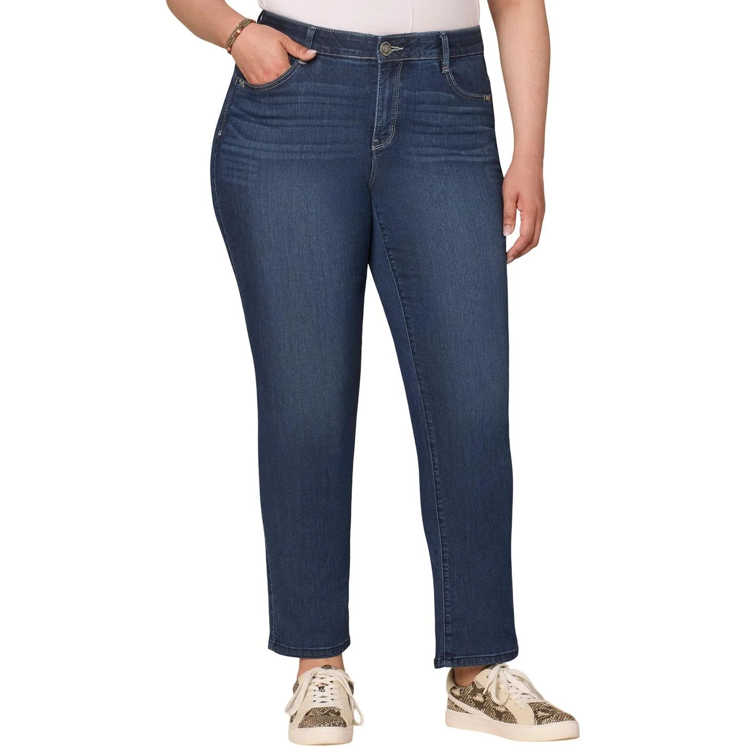 Democracy - Womens Absolution High Rise Straight Leg Plus Size Indigo Jeans