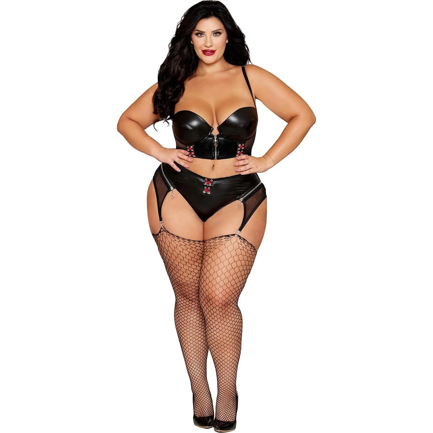 Dreamgirl - Womens Long Line Bra And Garter Panty Bra Set