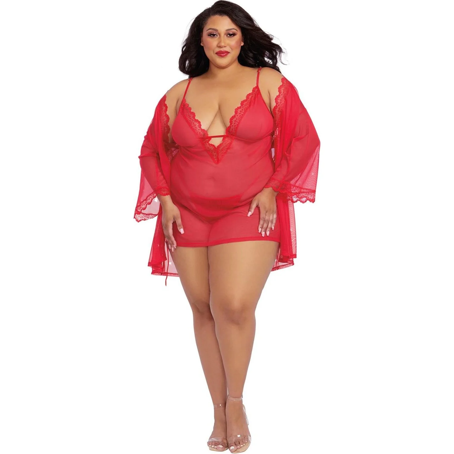 Dreamgirl - Womens Robe, Chemise And G-String Sleepwear Lingerie - Image 3