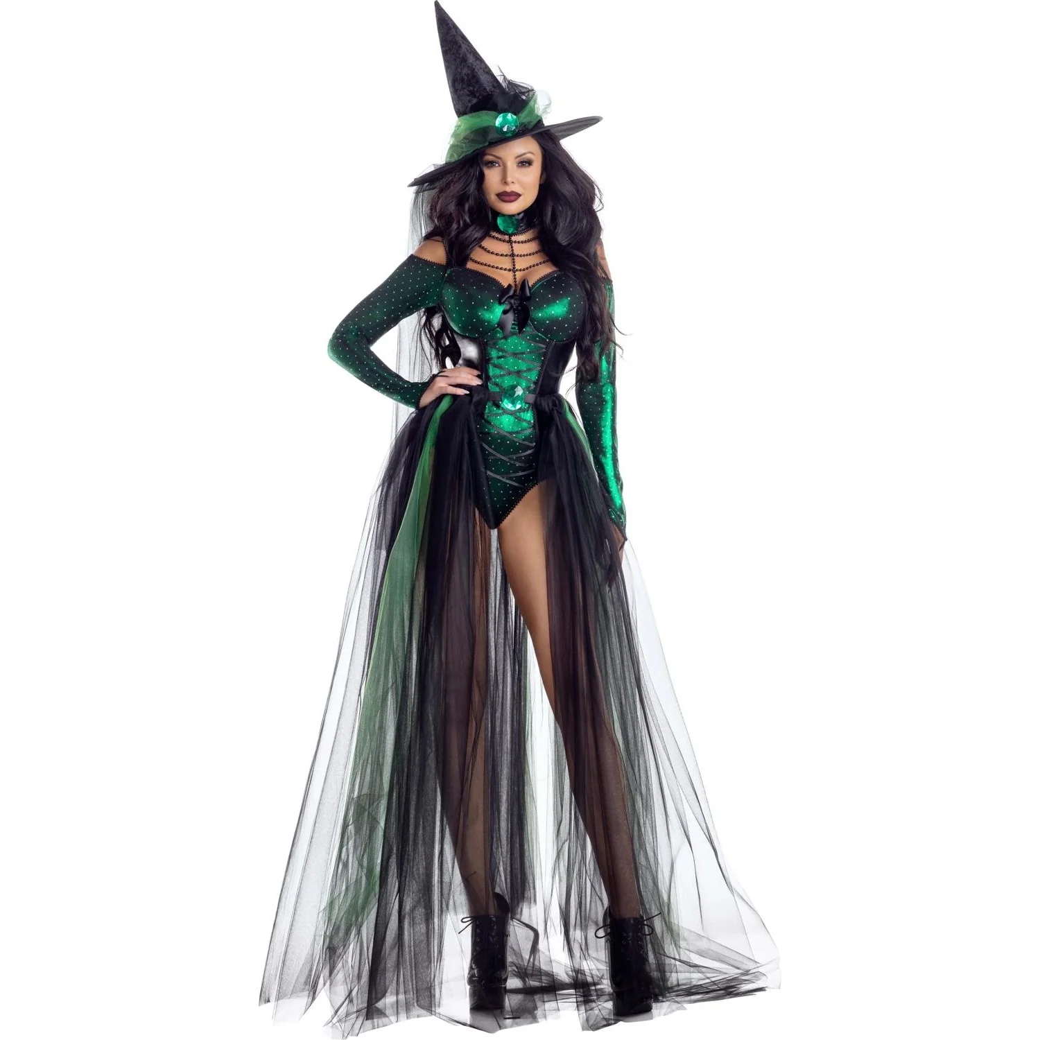 Dreamgirl - Womens Wicked Emerald Witch Costume - Image 2