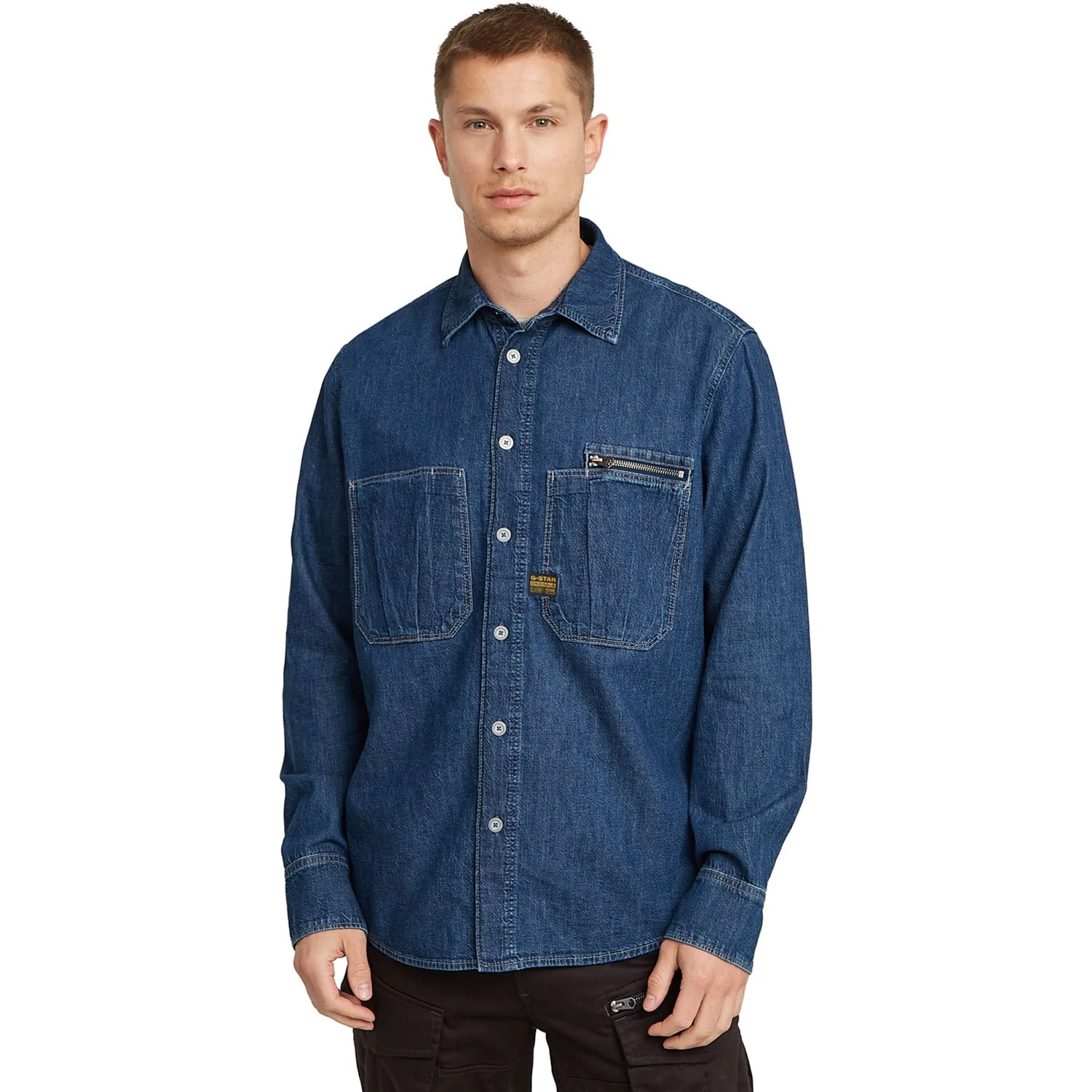 G-Star Raw - Mens Pleated Zip Regular Long Sleeve Shirt - Image 2