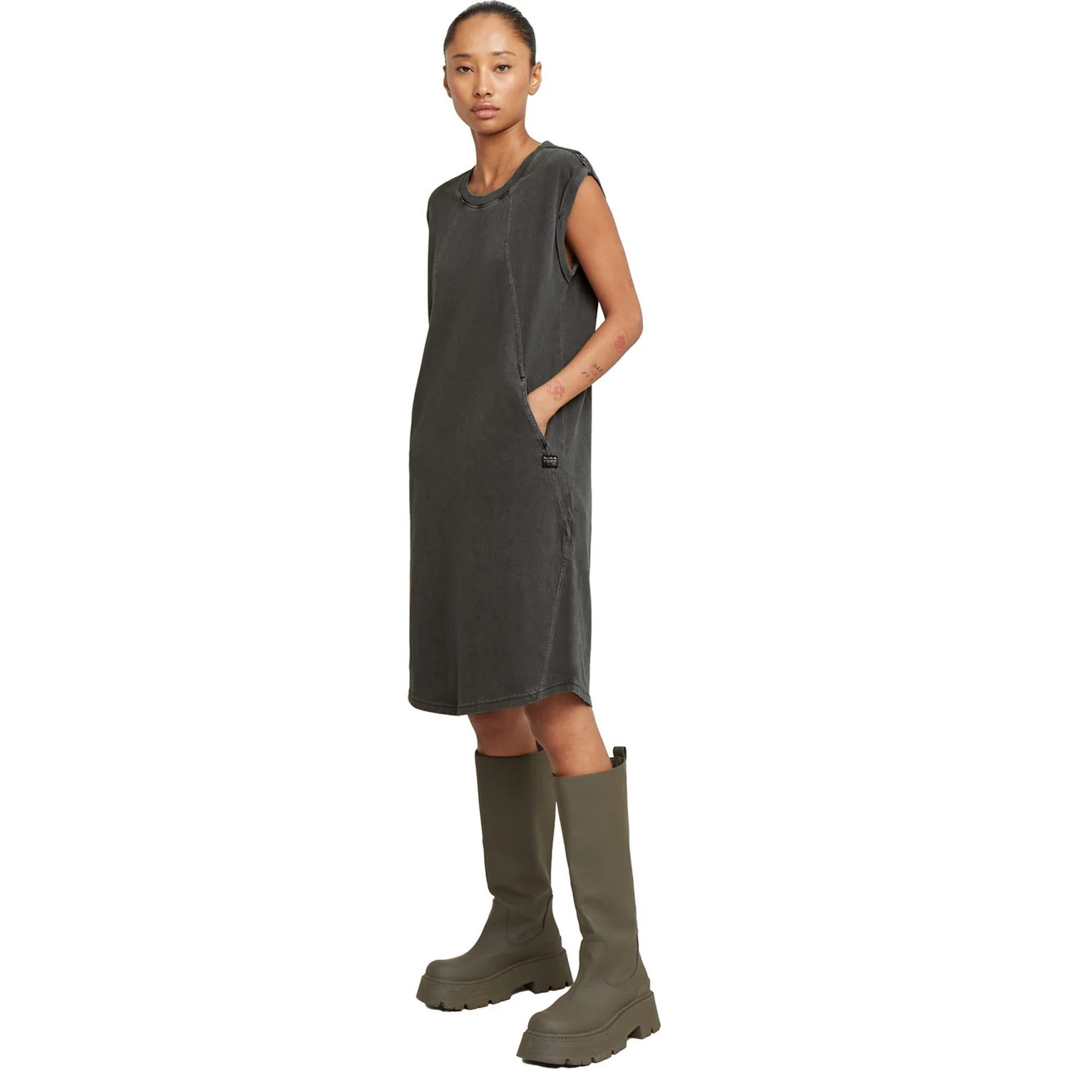 G-Star Raw - Womens Seam Detail Overdyed Loose Dress - Image 4