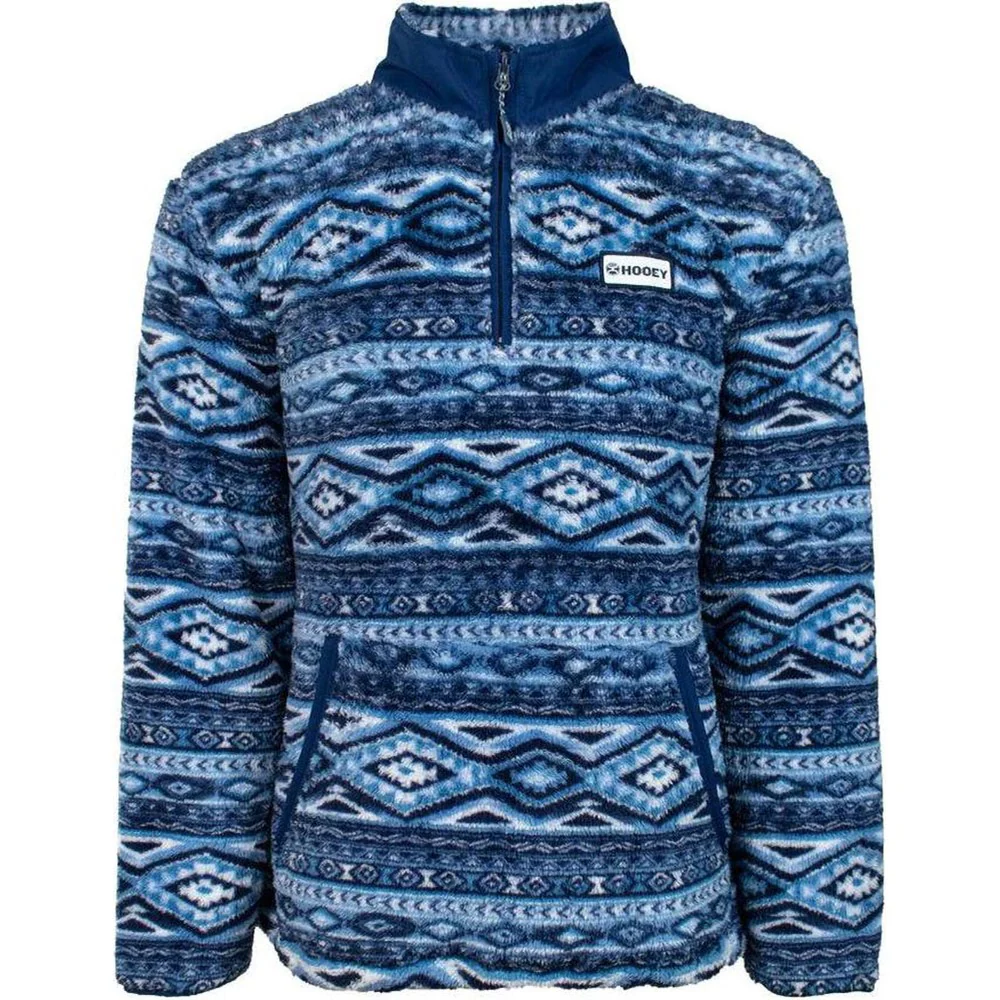 Hooey - Mens Aztec Fleece Pullover With Collar - Image 3
