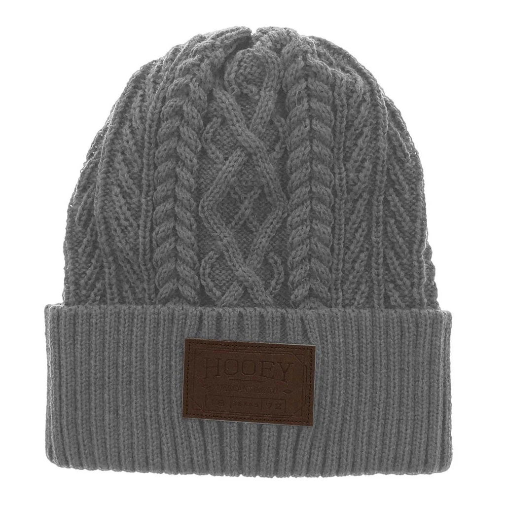 Hooey - Mens Beanie With Leather Mercantile Rectangle Patch - Image 2