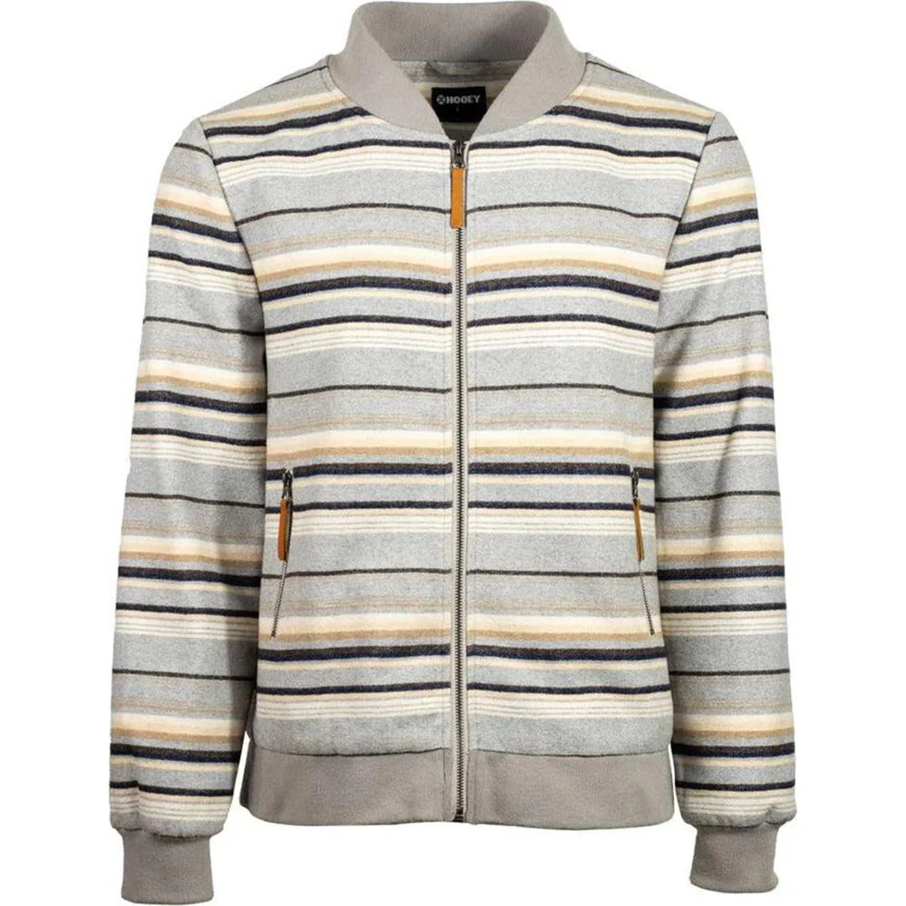 Hooey - Mens Bomber Jacket Stripe Pattern Full Zip With Trims - Image 2