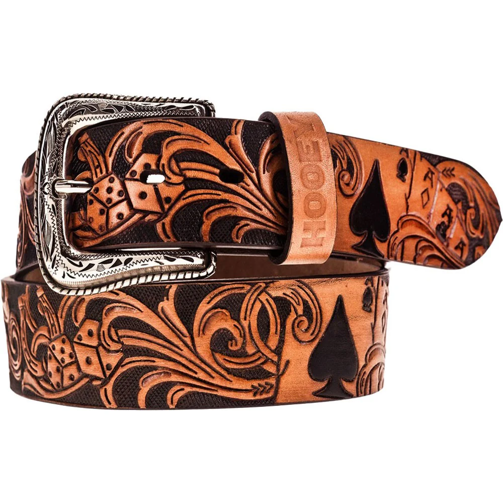 Hooey - Mens Gambler 1.5 Vegas Filigree Leather Belt Whand-Painted Accents - Image 2