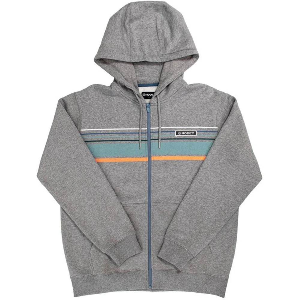 Hooey - Mens Horizon Full Zip Hoodie With Multi Color Stripe Across Chest - Image 2