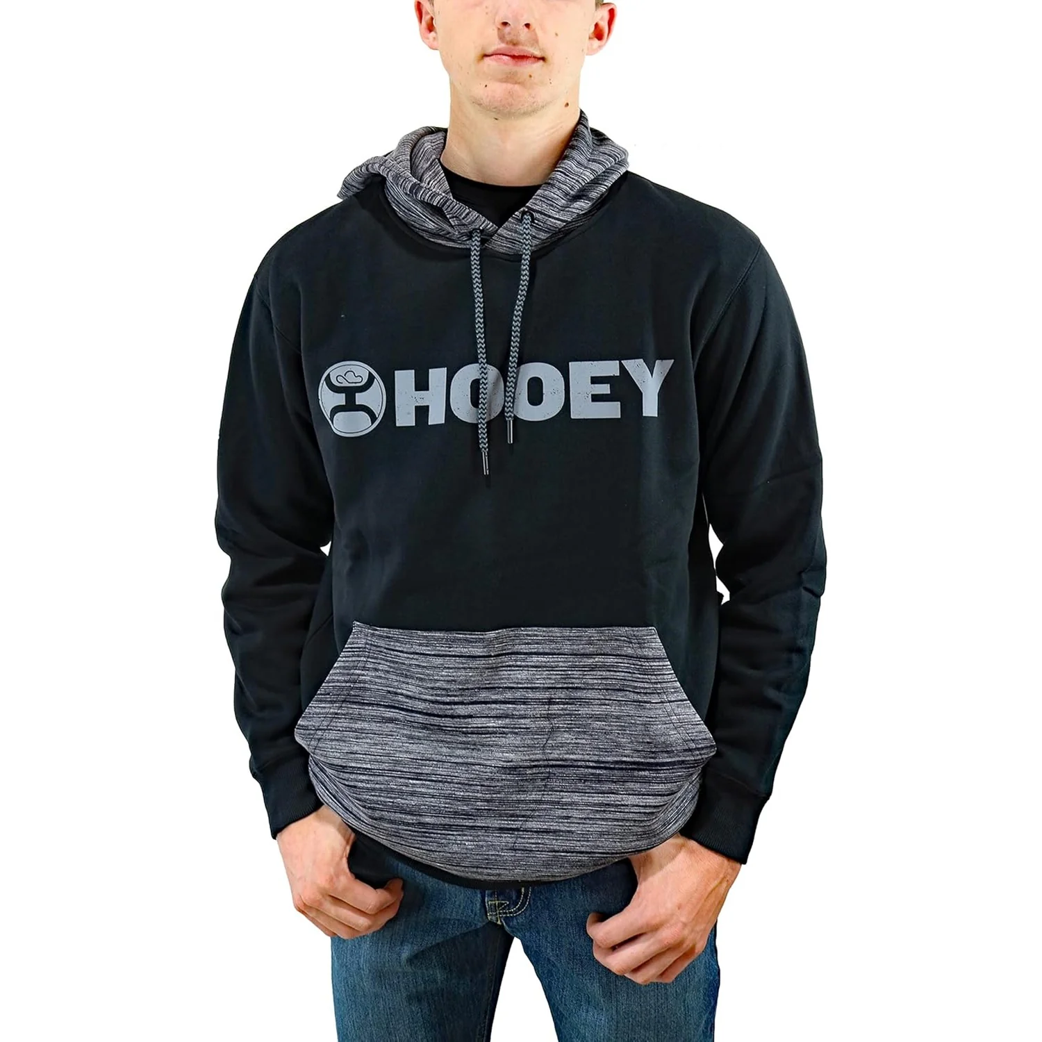 Hooey - Mens Lock-Up Hoodie With Logo Across The Chest With Hood And Kangaroo & Internal Phone Pocket - Image 2