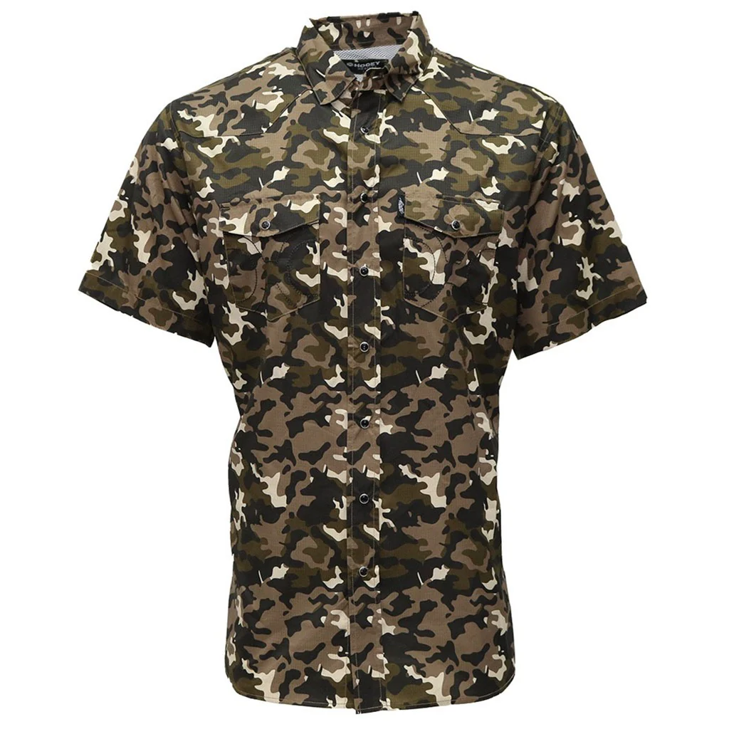 Hooey - Mens Sol Camo Pattern All Over Short Sleeve Pearl Snap Shirt With Lens Cleaner