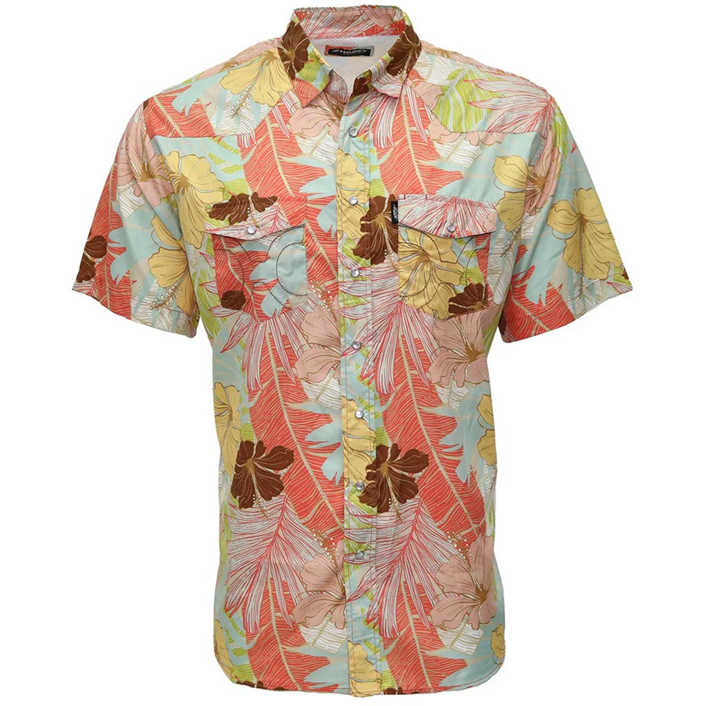Hooey - Mens Sol Multi Color Laguna Meadow Floral Pattern All Over Short Sleeve Pearl Snap Shirt With Lens Cleaner