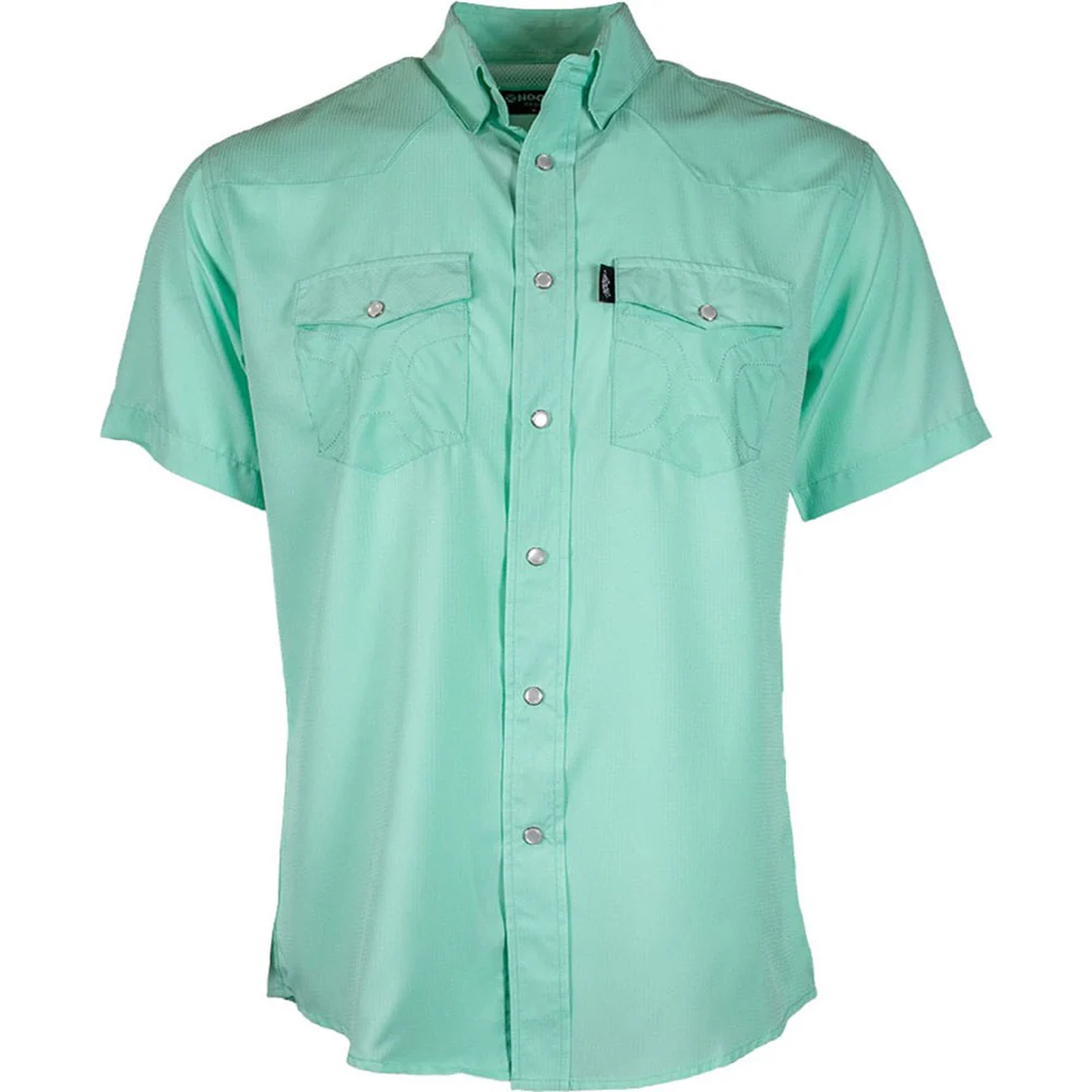 Hooey - Mens Sol Sea Foam Short Sleeve Pearl Snap Shirt With Lens Cleaner