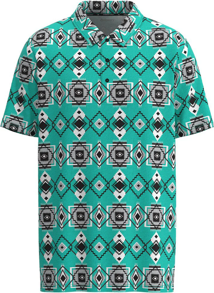 Hooey - Mens Weekender Polo Sky Aztec Pattern All Over - Image 2