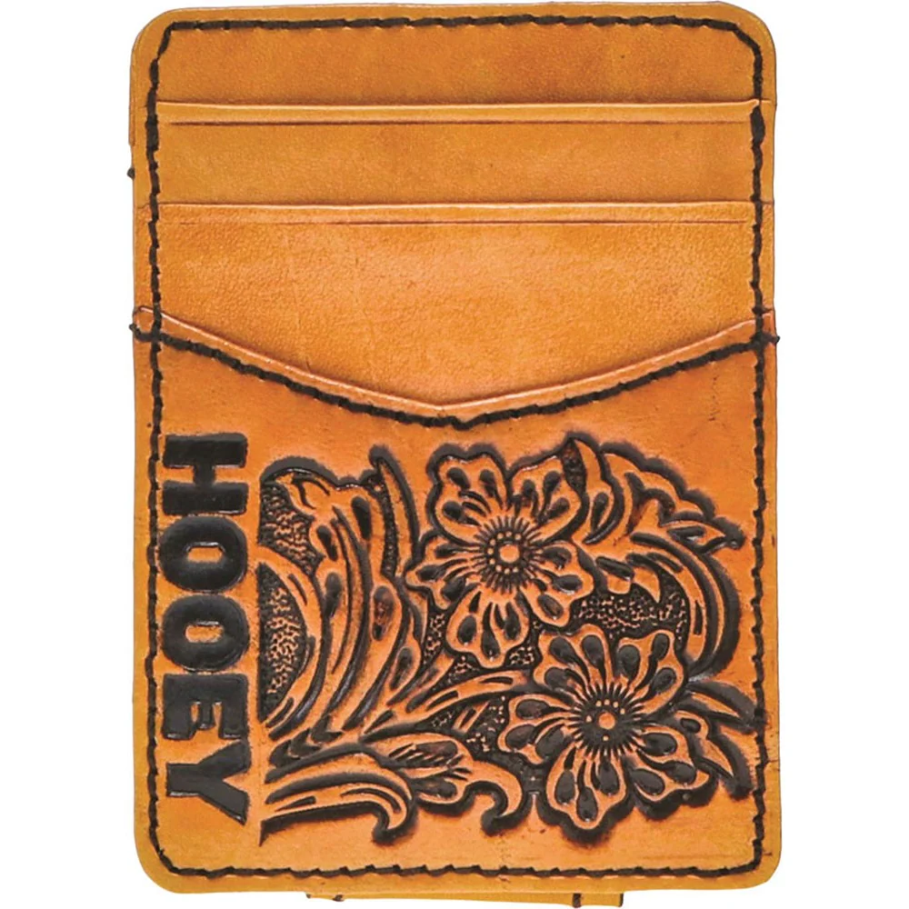Hooey - Unisex Anhalt Hand-Tooled Leather Floral Money Clip With Pocket - Image 2