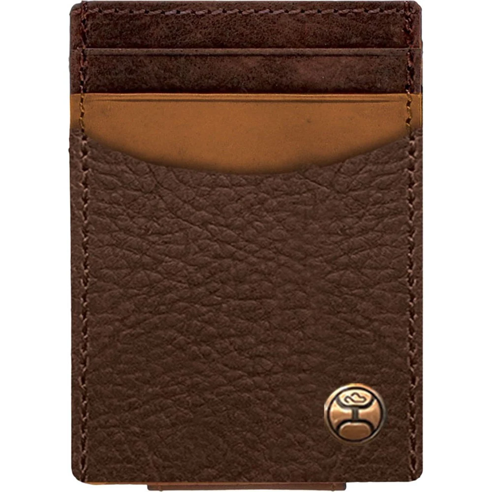Hooey - Unisex Grayson Distressed Shrunken Grain Leather Money Clip With Veg Leather Accent Pocket With Logo Rivet - Image 2