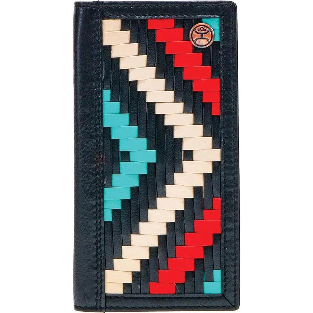 Hooey - Unisex Hawk Hand-Woven Leather Aztec Print Inlay Rodeo Wallet With Logo Rivet - Image 2