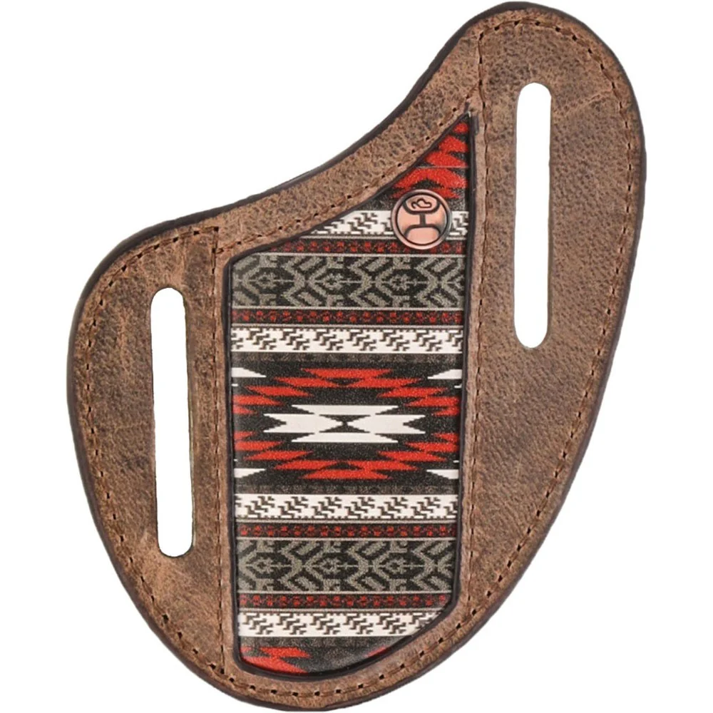 Hooey - Unisex Nomad Leather Pancake Knife Sheath With Nomad Print Leather Inlay And Logo Rivet