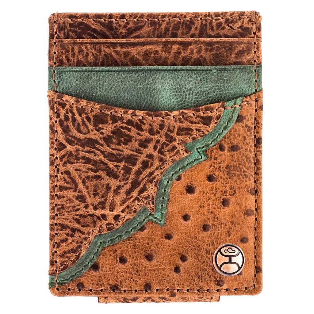 Hooey - Unisex Sawyer Ostrich Print Leather Money Clip With Overlay And Accent