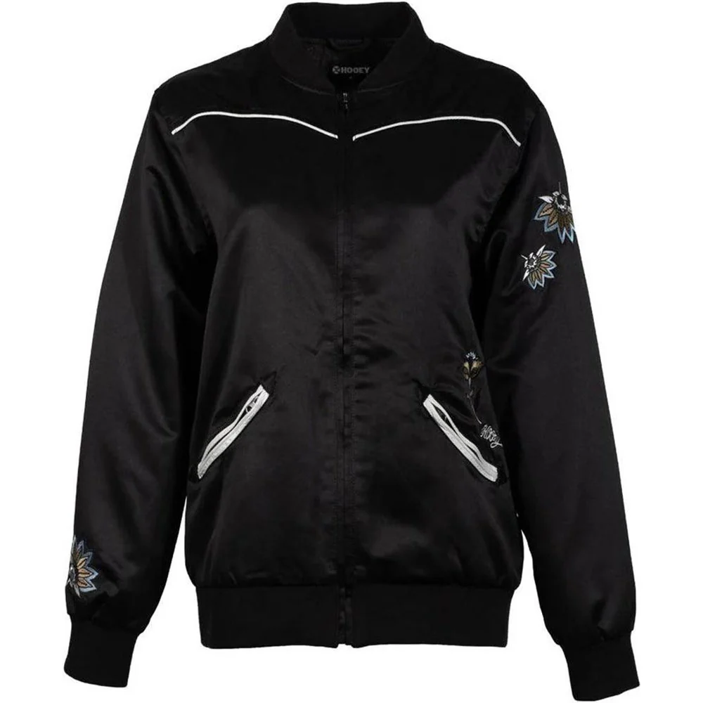 Hooey - Womens Bomber Jacket Body With Floral Accents On Shoulder - Image 2