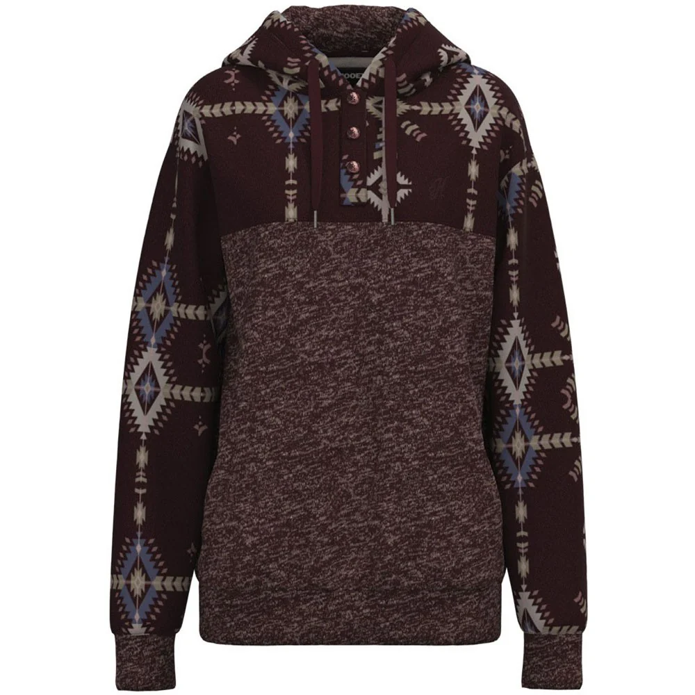 Hooey - Womens Jimmy Hoodie With Aztec Pattern Across Chest Sleeves And Hood & Internal Phone Pocket - Image 2